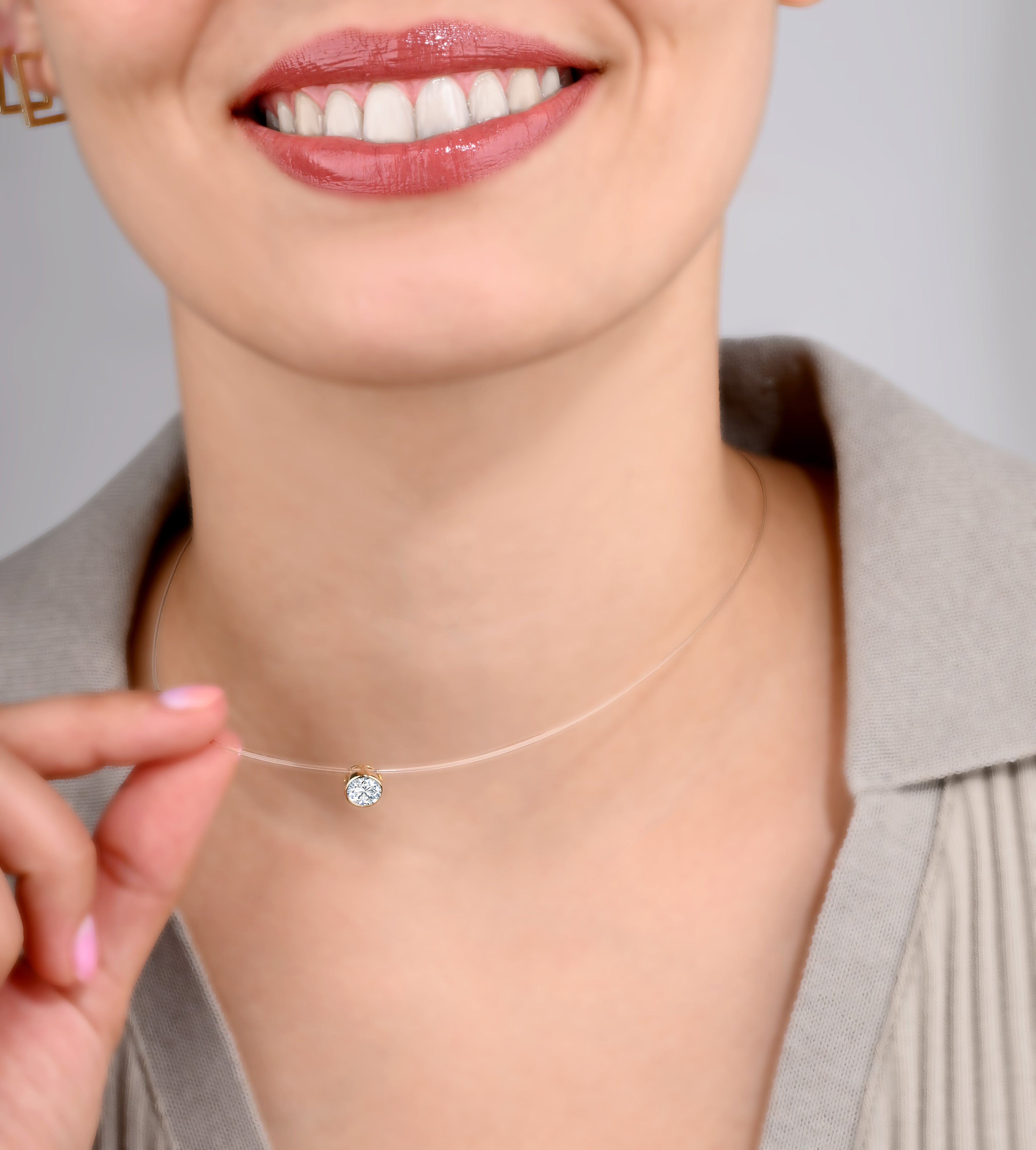 Nude Solitaire Necklace /biggie