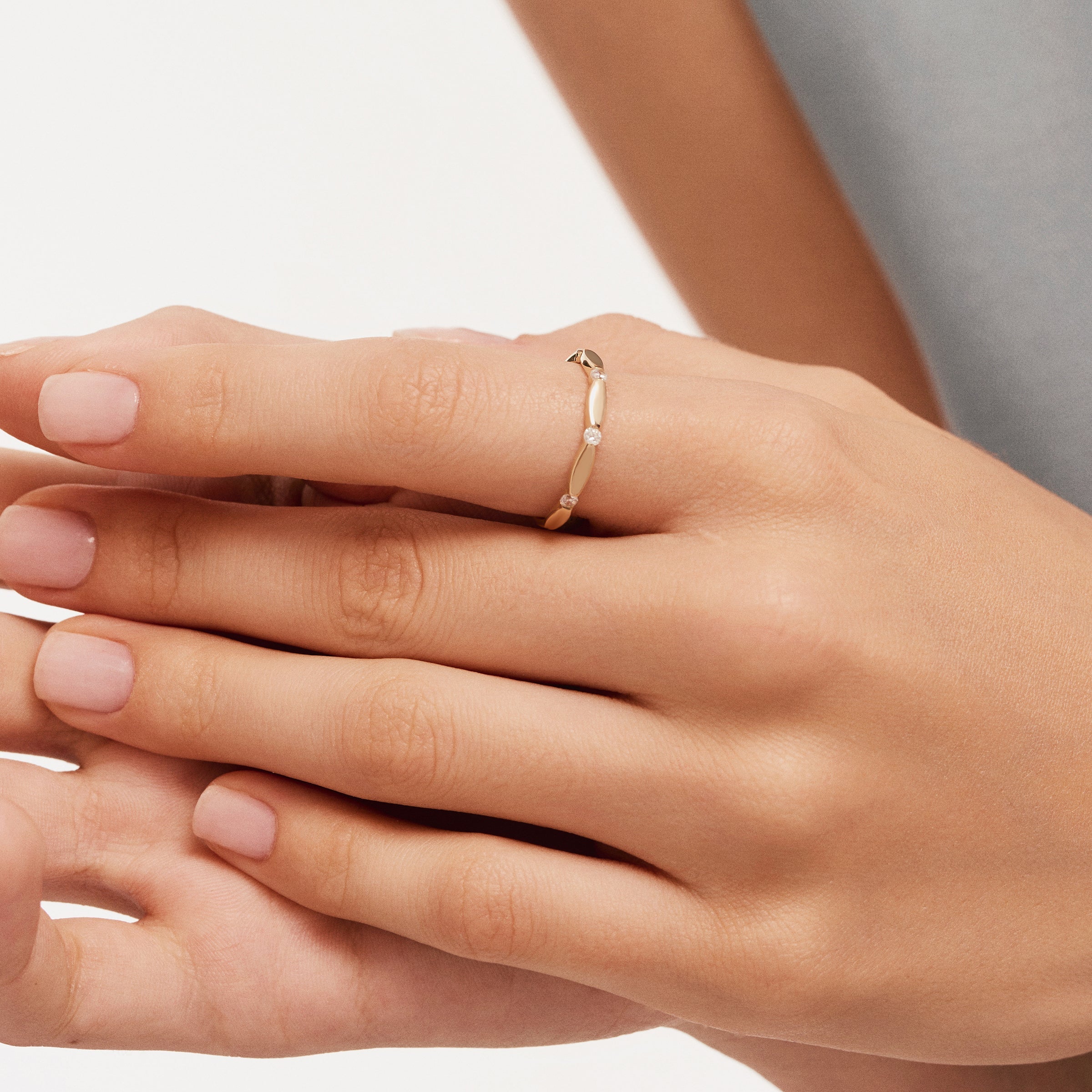 Minimalist CZ 14K Gold Ring