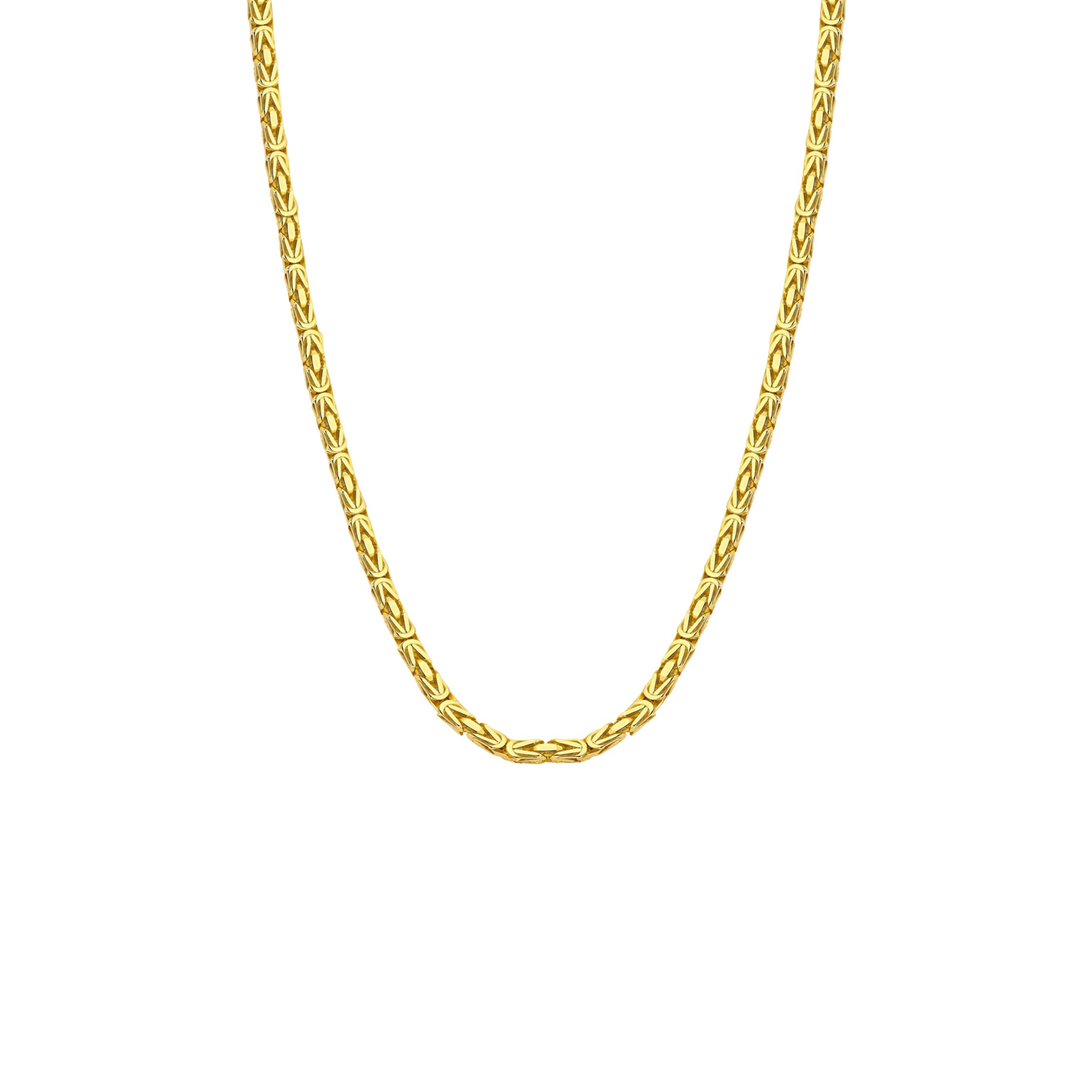 14K Gold Byzantine Square King Chain Necklace - 3.50 mm | Bold Gold Statement Necklace