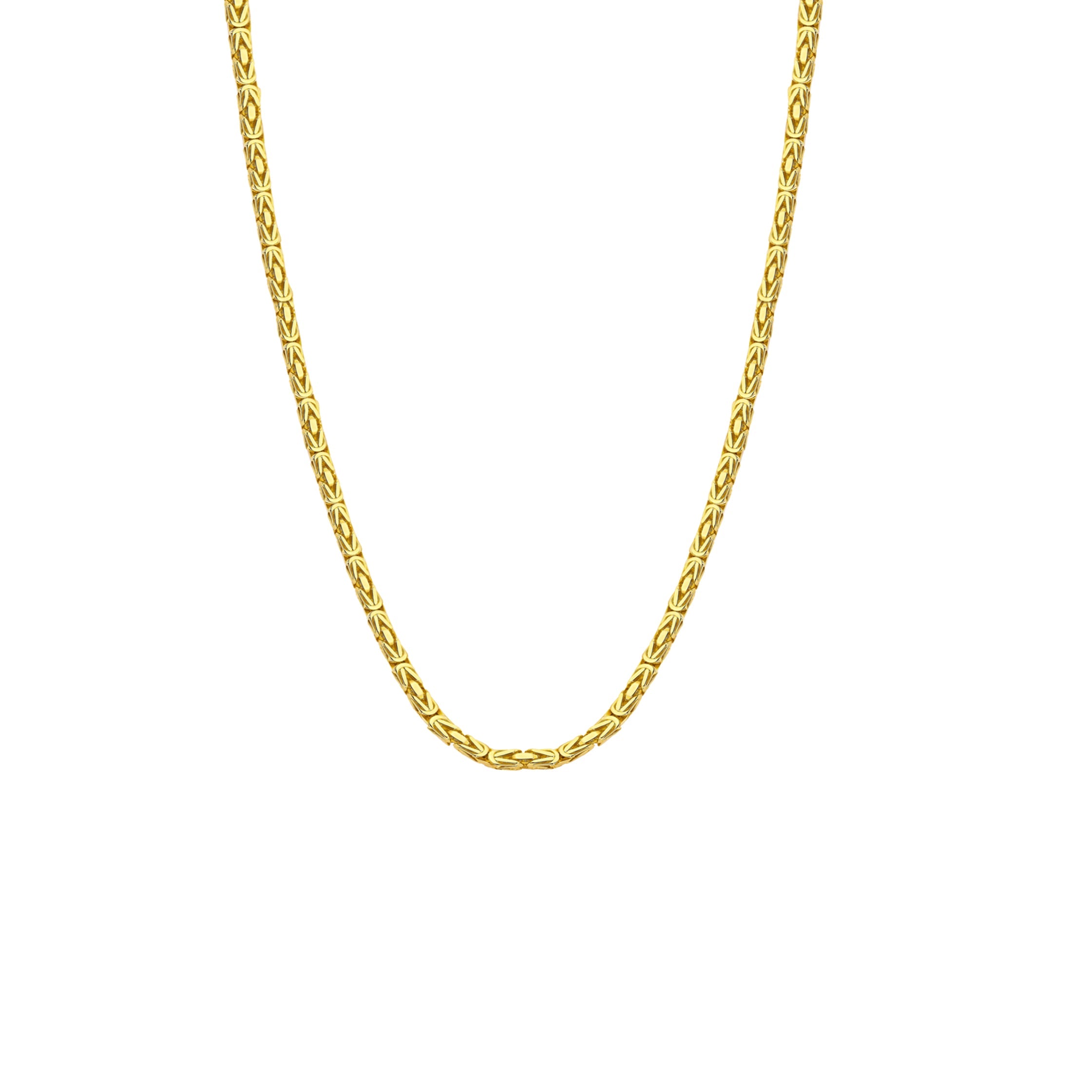 Square 14K Gold Byzantine Chain Necklace - 4.50mm | Bold & Elegant Statement Jewelry