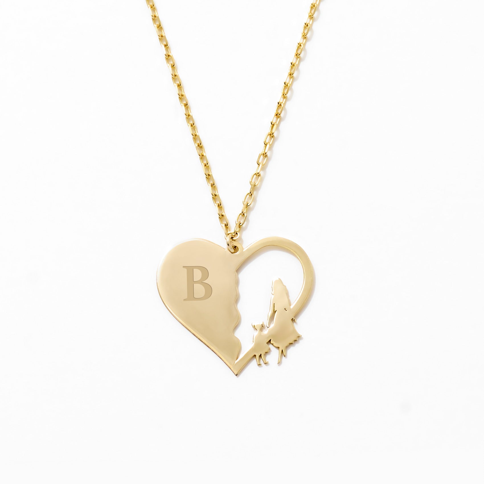 Mother Holds Heart Letter Necklace