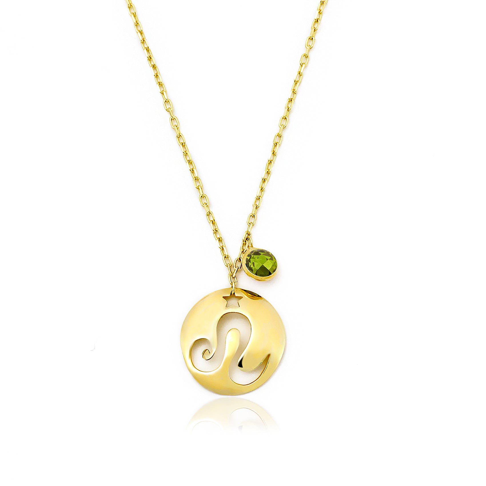 Leo Disc Nacklace With Birthstone