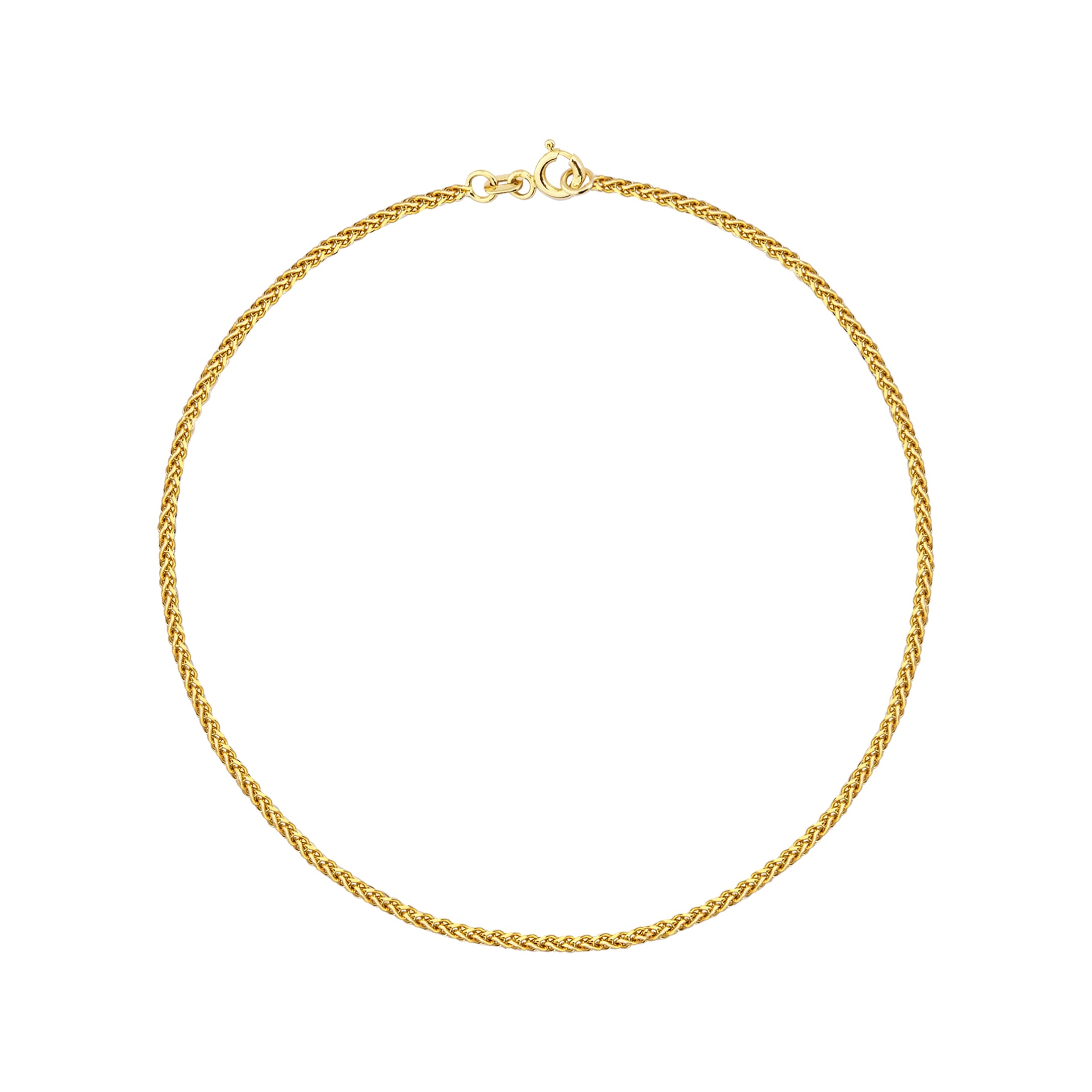 14K gold Franco chain bracelet, 1.35mm, featuring a polished finish and interwoven links.