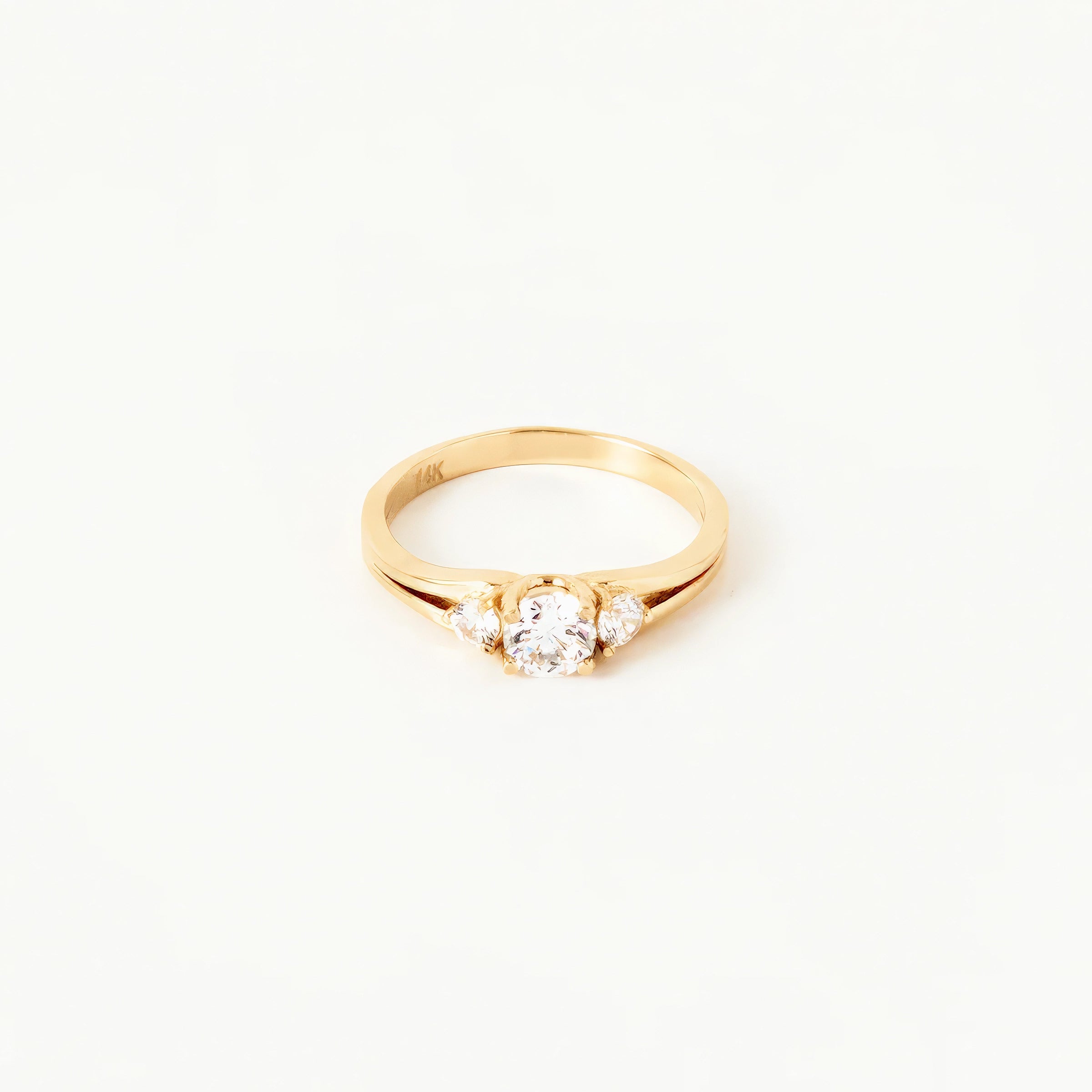 Classic Three-Stone CZ Ring in 14K Gold