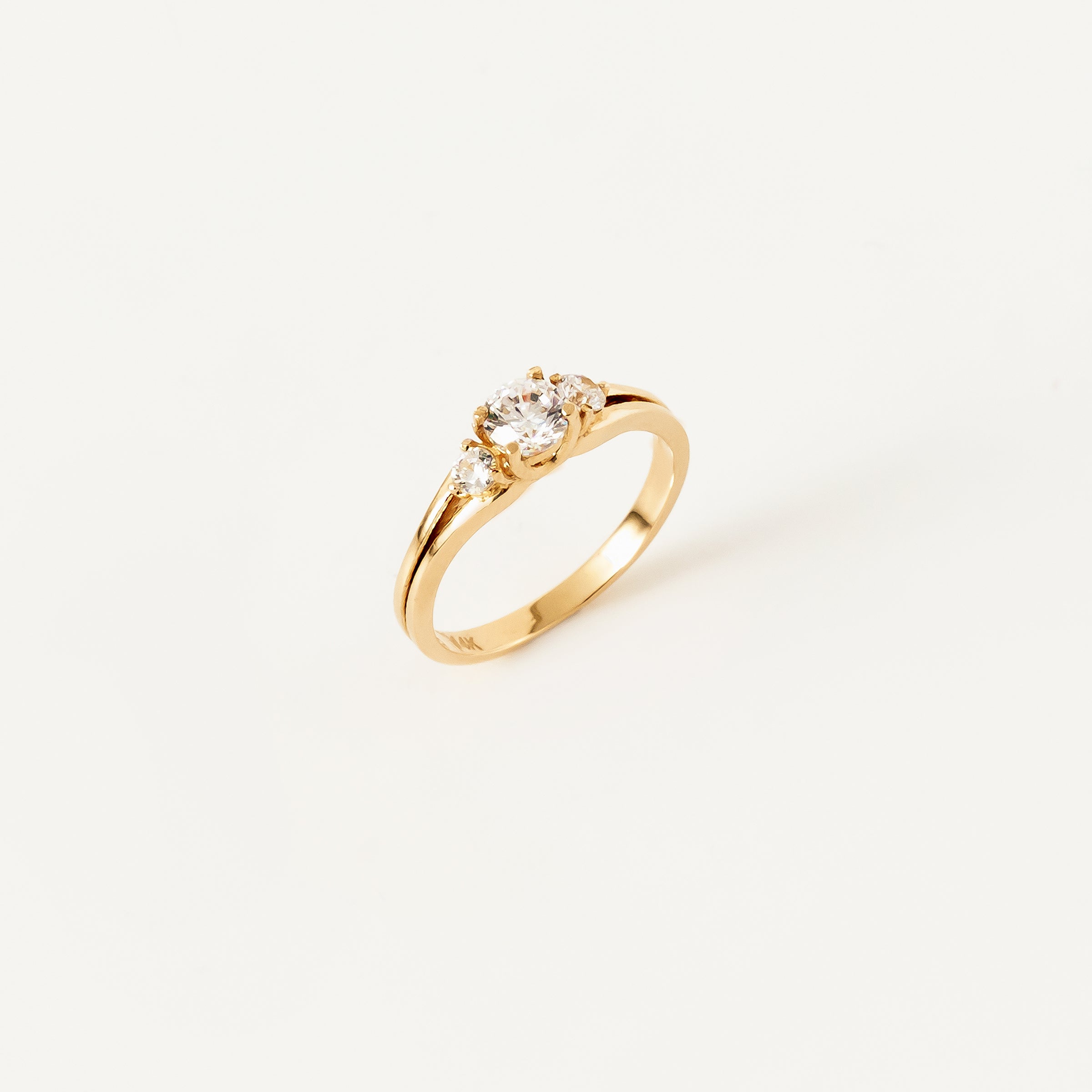 Classic Three-Stone CZ Ring in 14K Gold