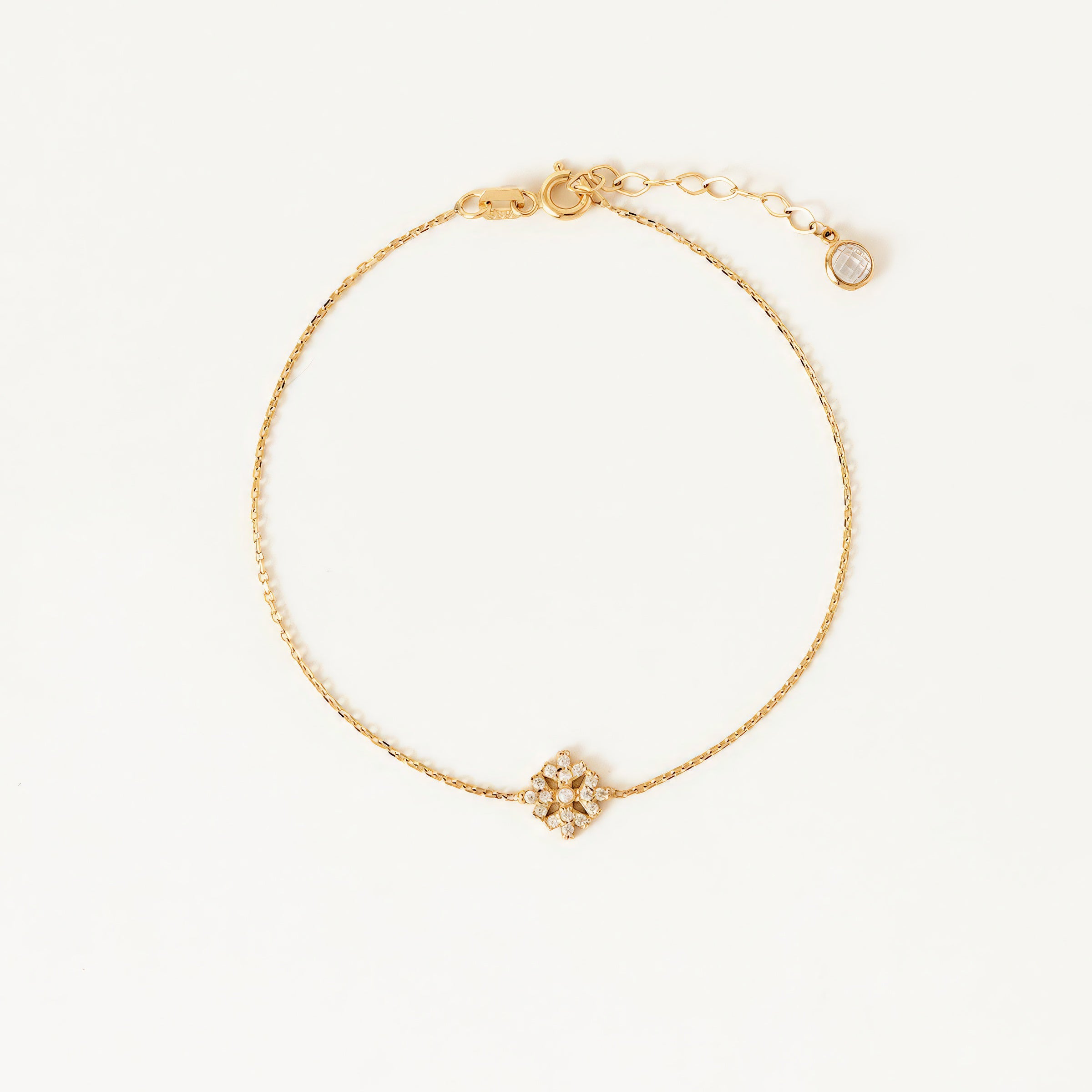 CZ Cluster Charm Bracelet in 14K Gold