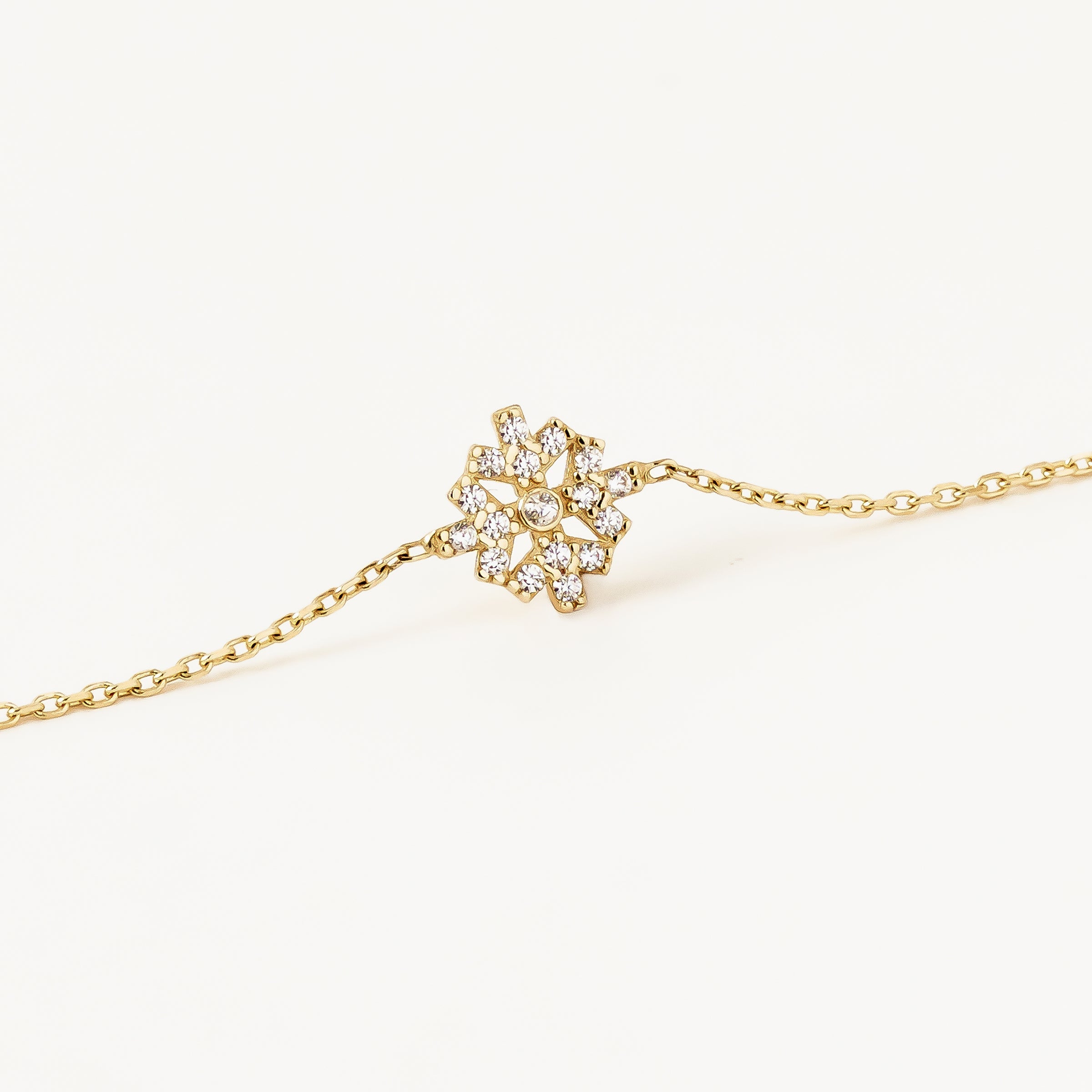 CZ Cluster Charm Bracelet in 14K Gold