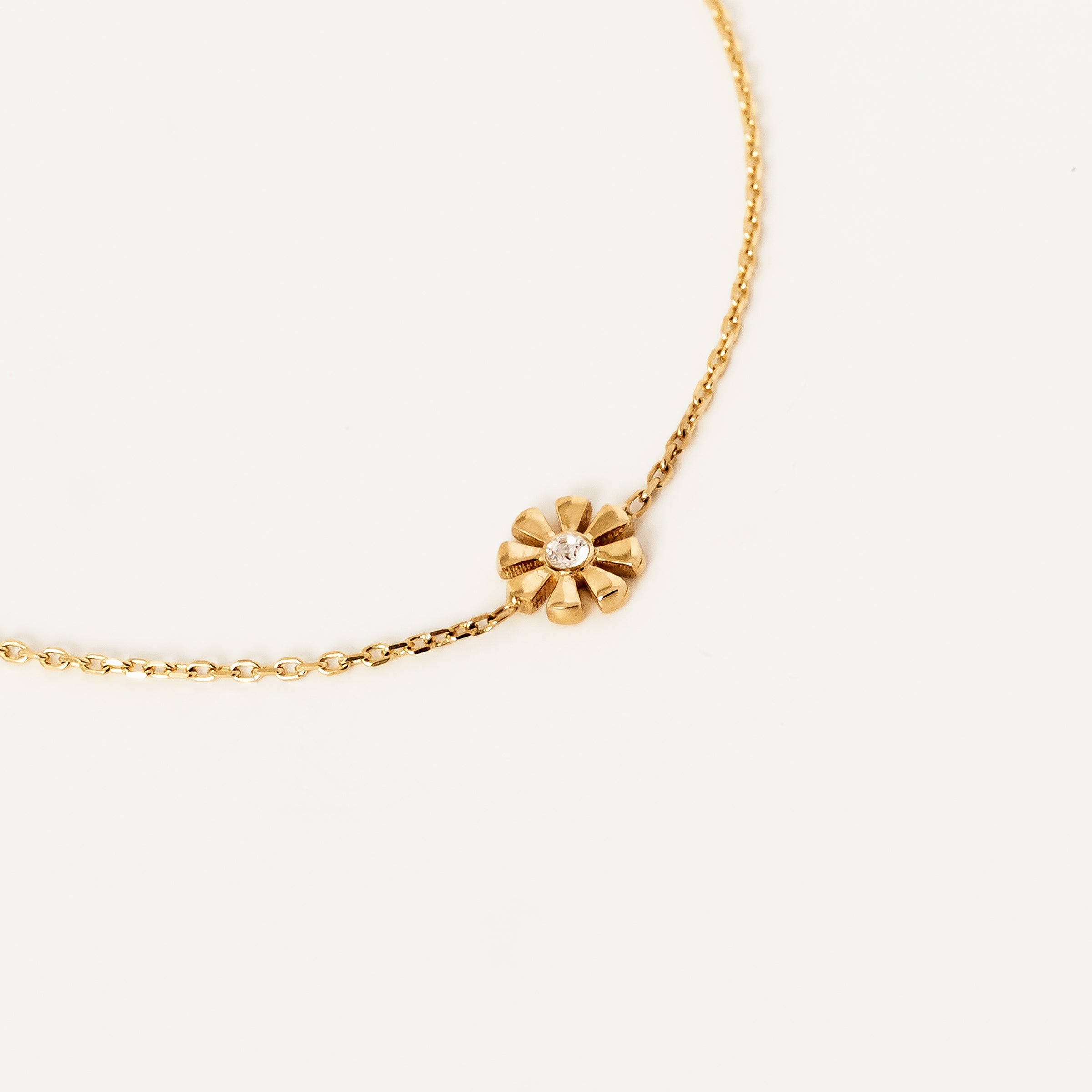 Floral Charm CZ Bracelet in 14K Gold