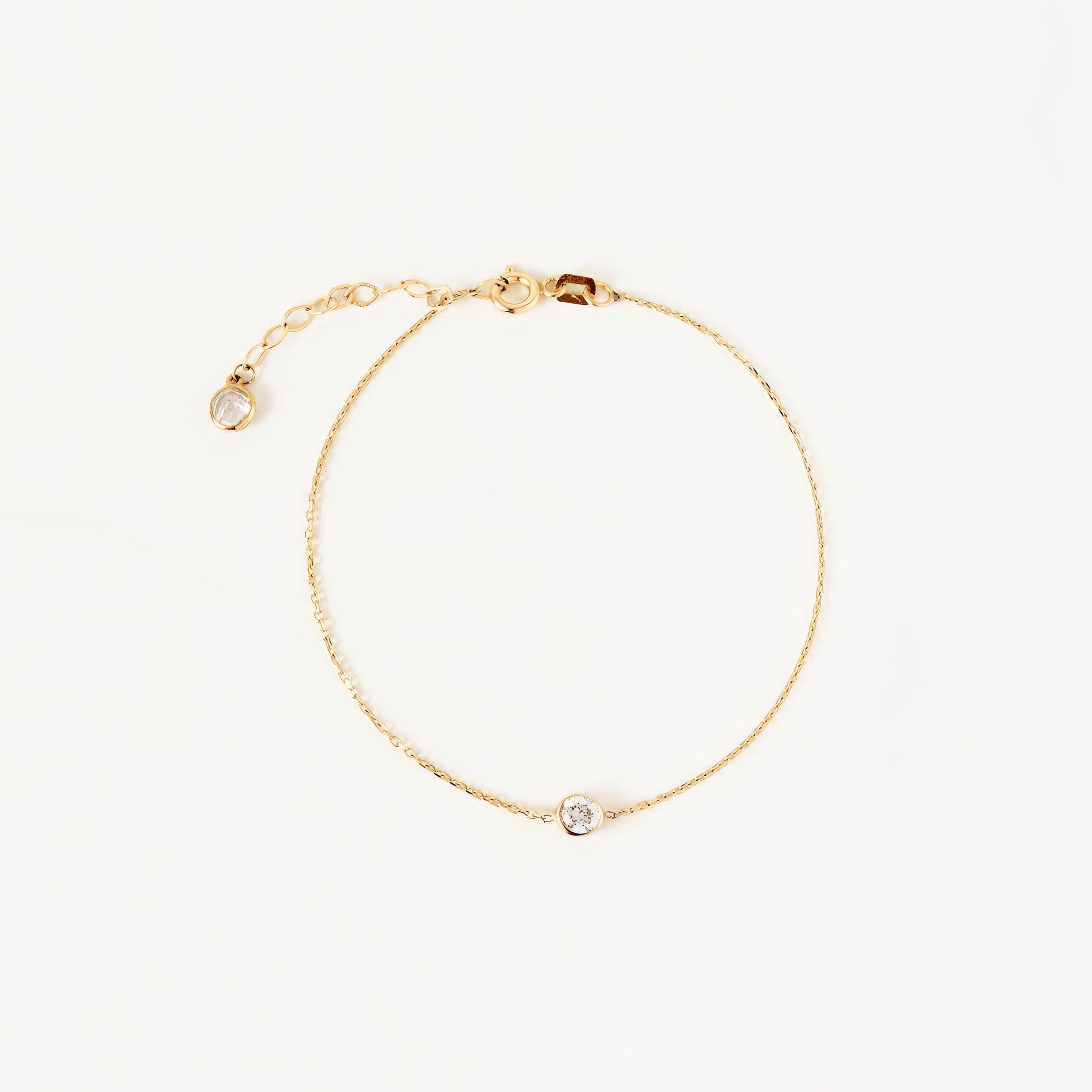 Solitaire CZ 14K Gold Bracelet