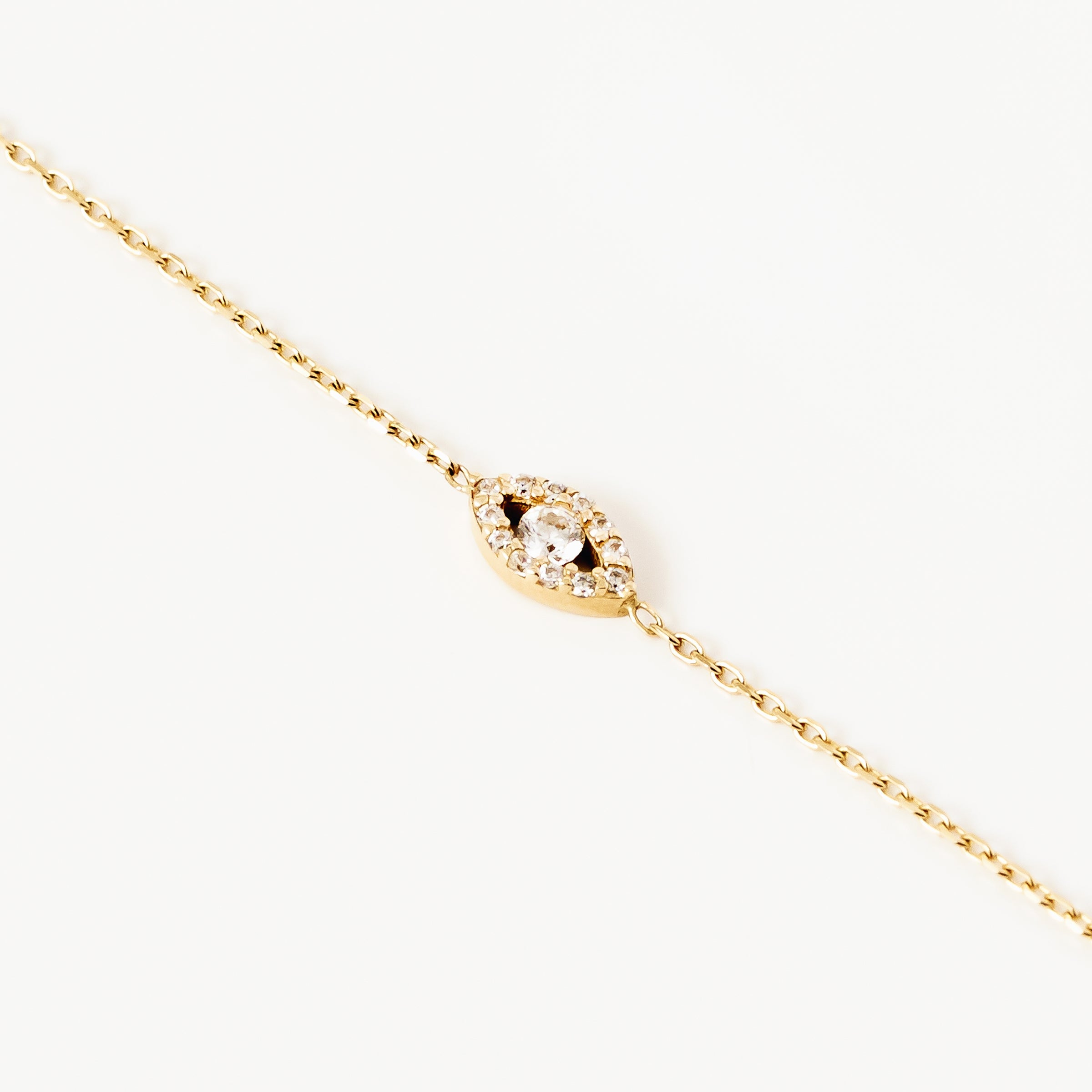 CZ Accent Eye Bracelet in 14K Gold