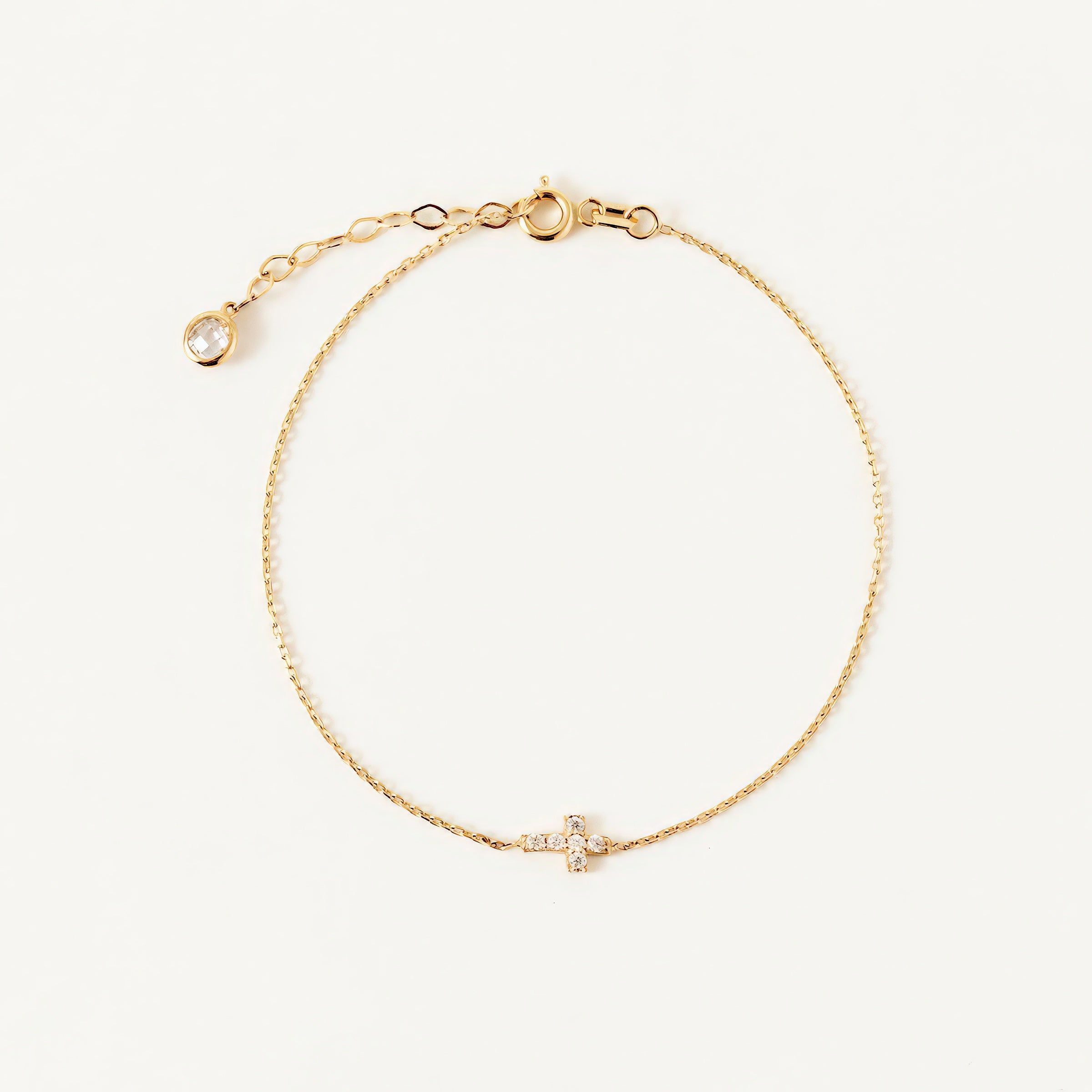 CZ Accent Cross Bracelet in 14K Gold