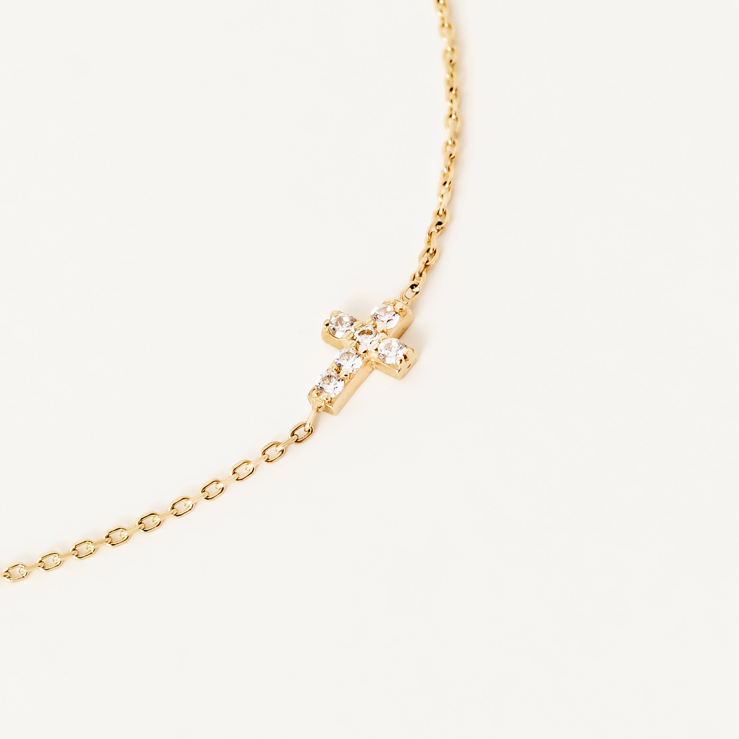 CZ Accent Cross Bracelet in 14K Gold