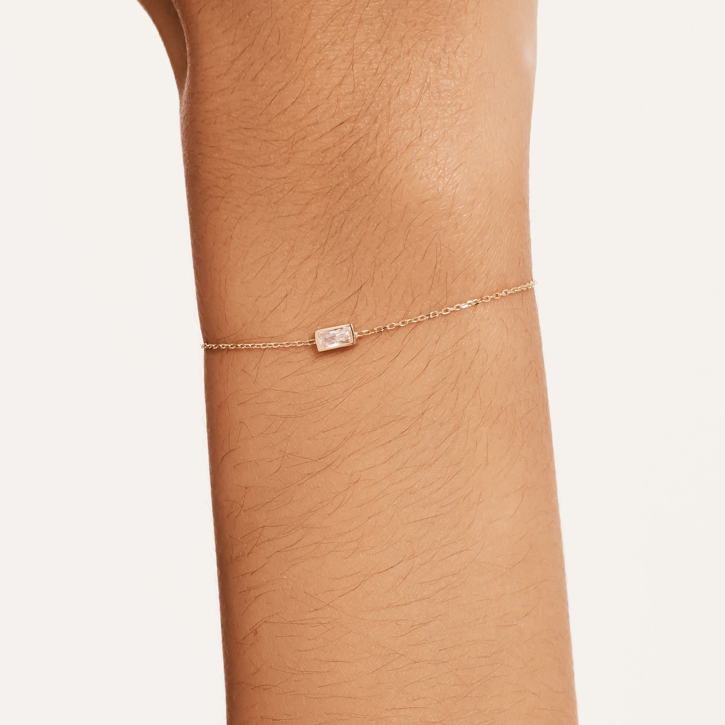 Solitaire CZ Accent Bracelet in 14K Gold