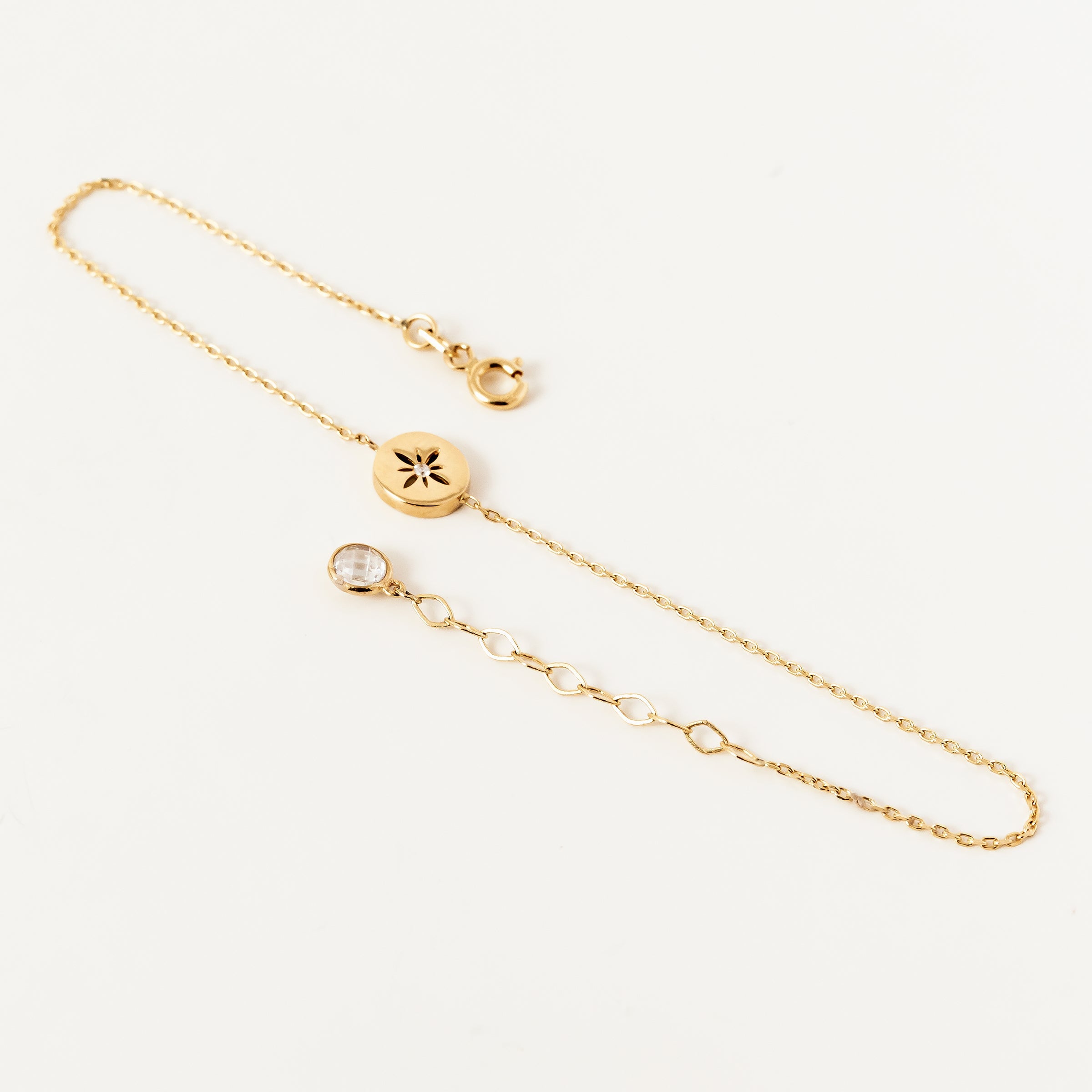 Star Charm 14K Gold Bracelet with CZ