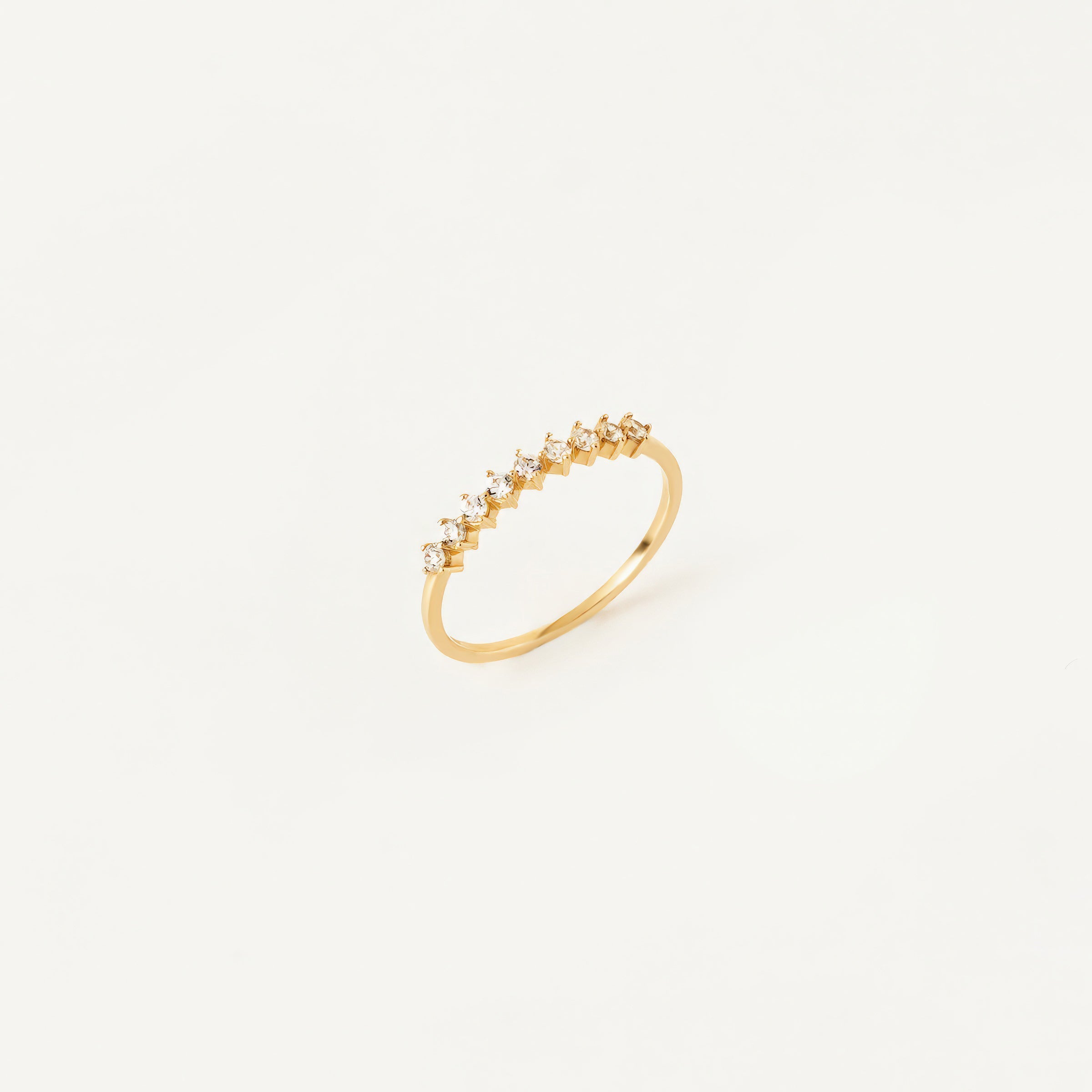 Scalloped CZ 14K Gold Ring