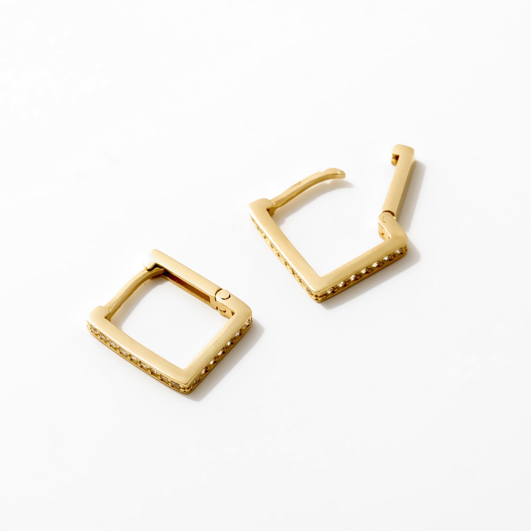 Square Hoops With Stone Small Earring