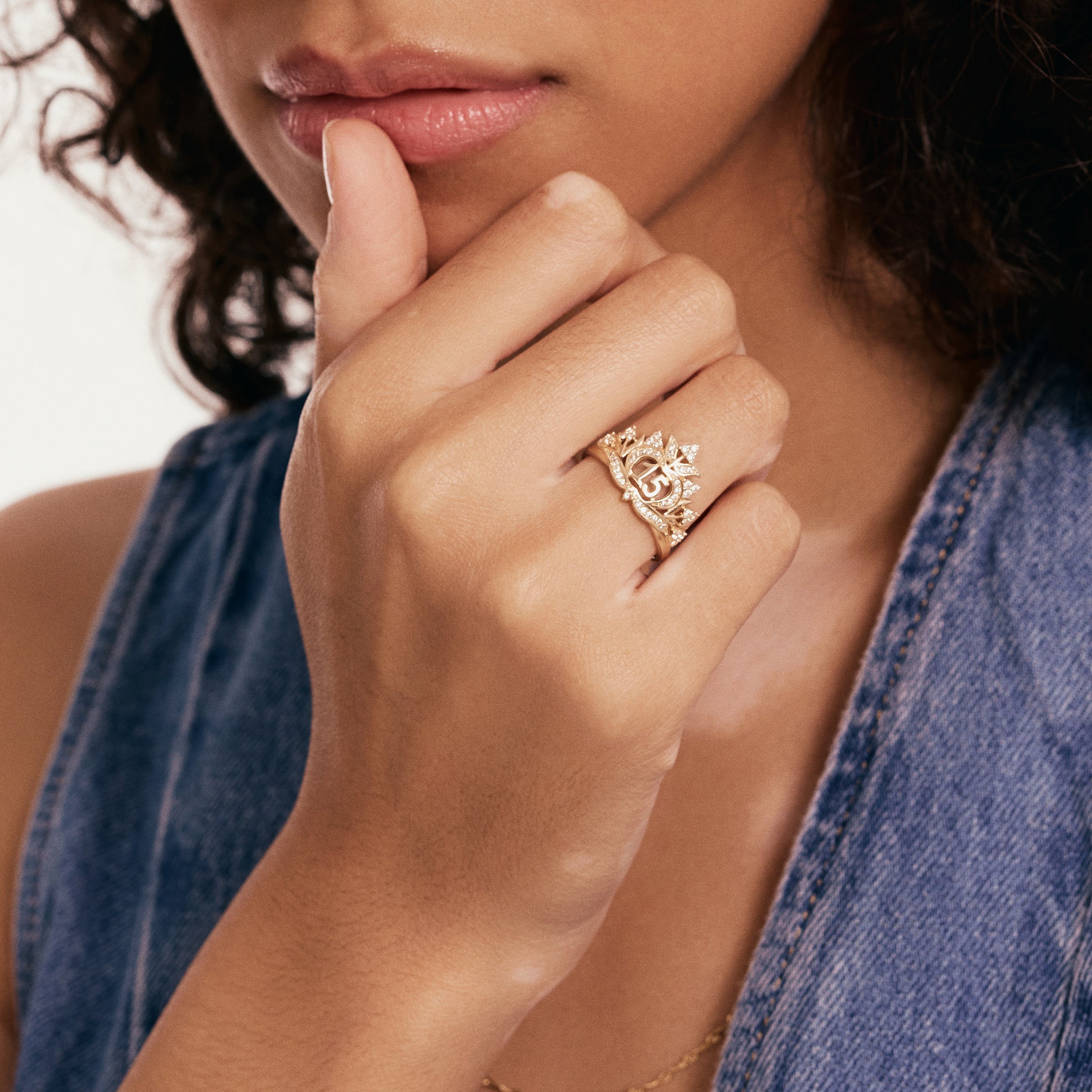 Crown-Inspired CZ Accented Ring in 14K Gold