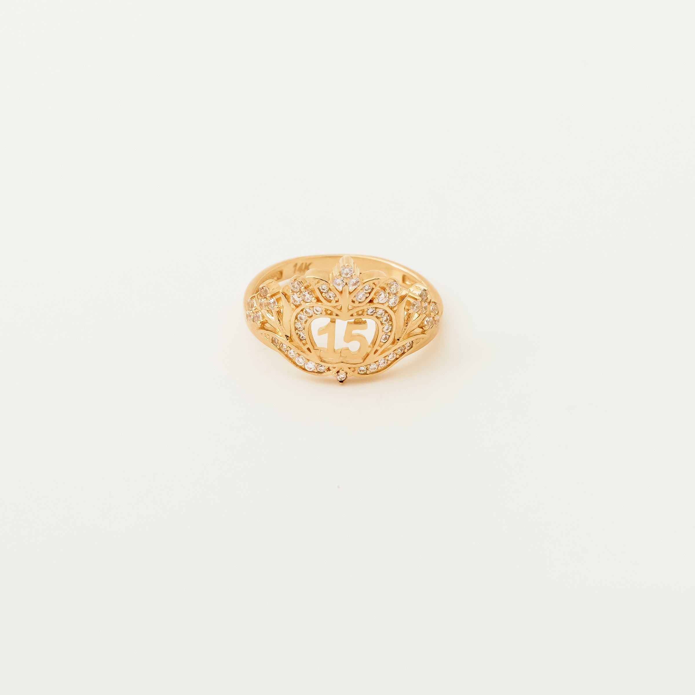 Crown-Inspired CZ Accented Ring in 14K Gold