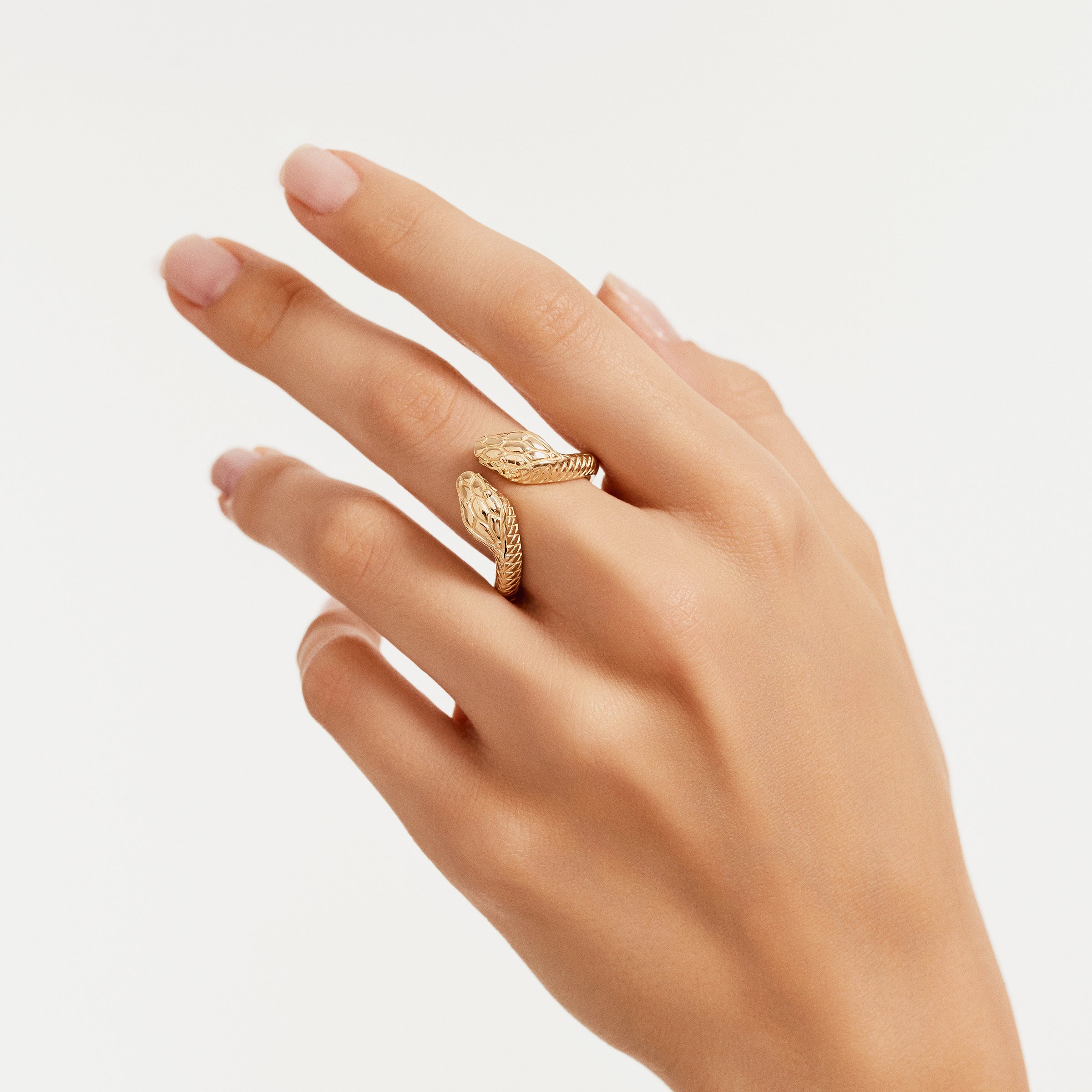 Snake Design Textured 14K Gold Ring