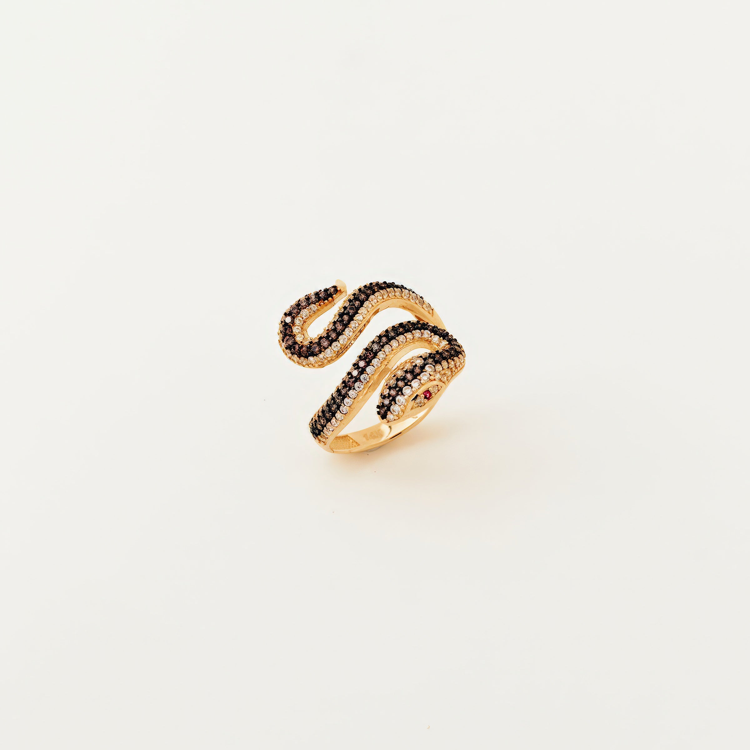 Serpentine Snake Pave CZ Ring in 14K Gold