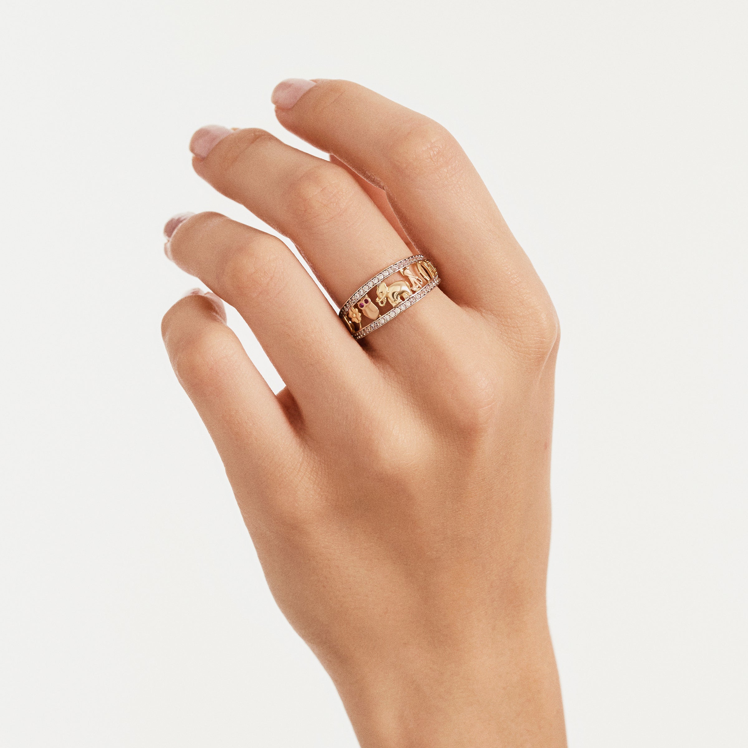 CZ-Accented Animal Motif Ring in 14K Gold