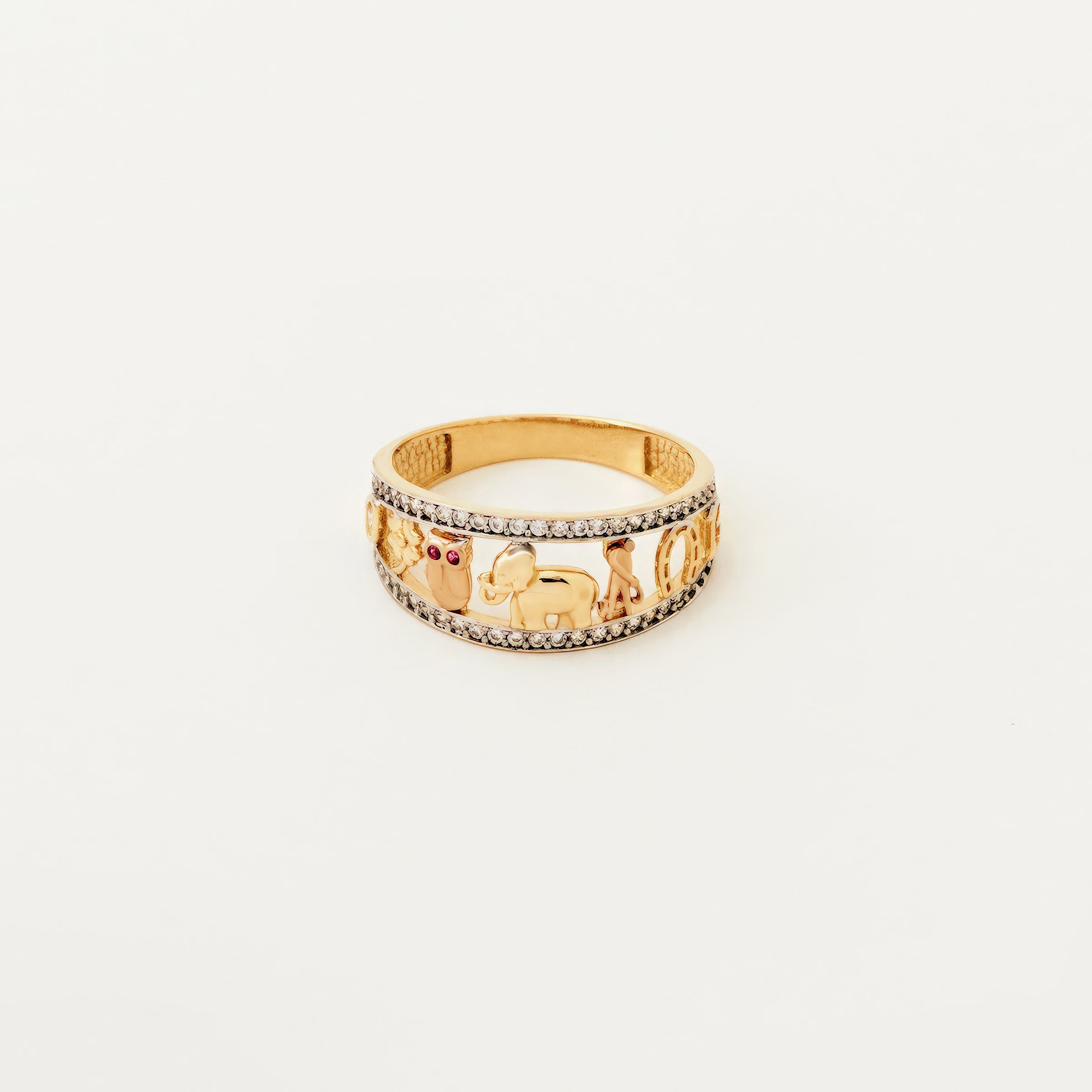 CZ-Accented Animal Motif Ring in 14K Gold