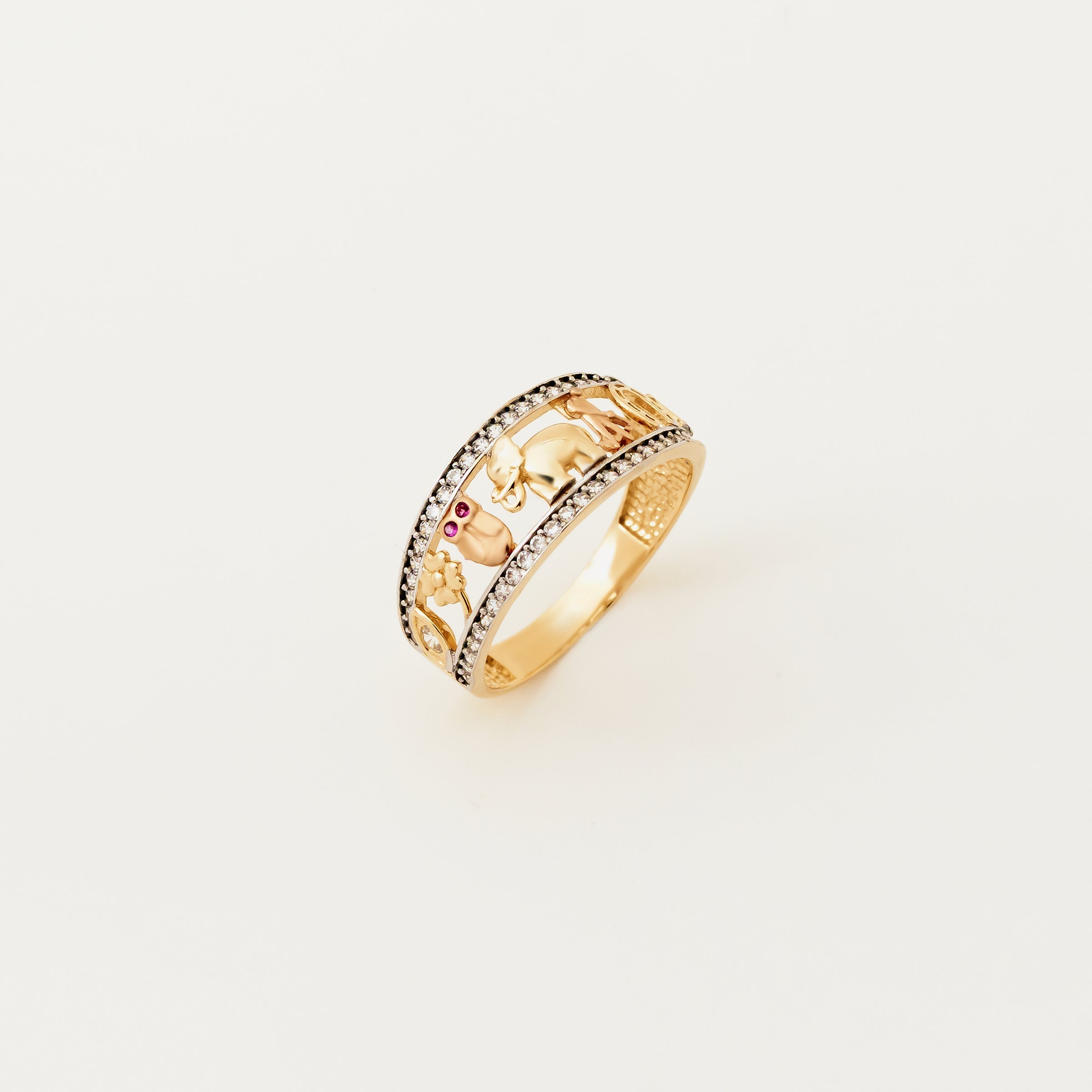 CZ-Accented Animal Motif Ring in 14K Gold