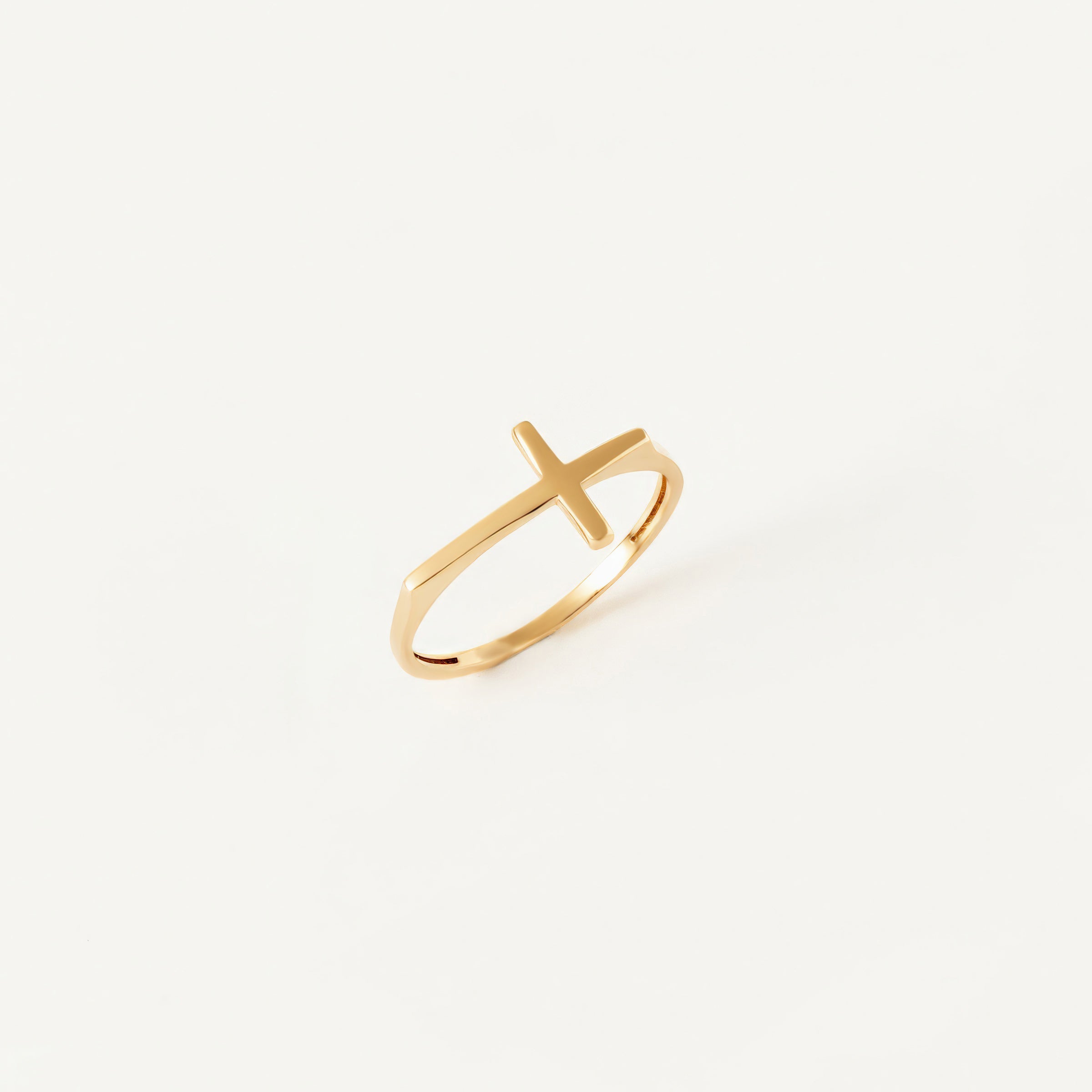 Minimalist Cross Band Ring in 14K Gold