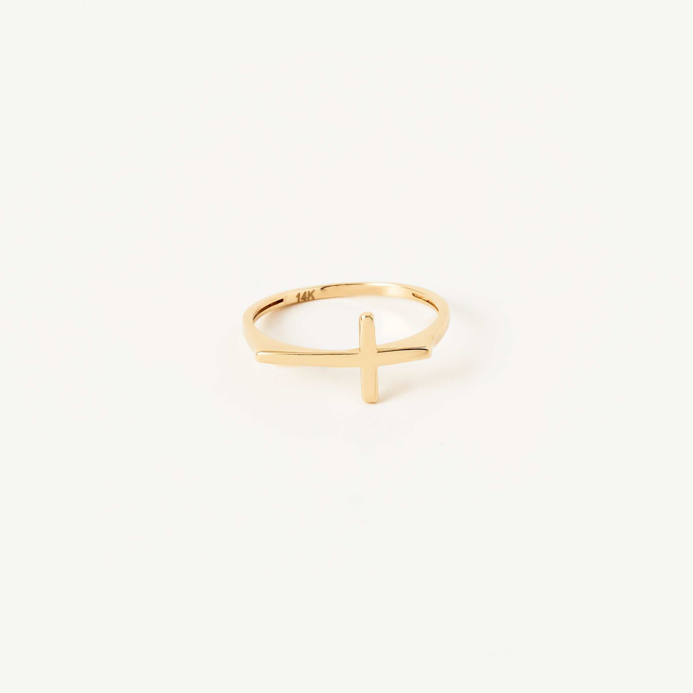 Minimalist Cross Band Ring in 14K Gold