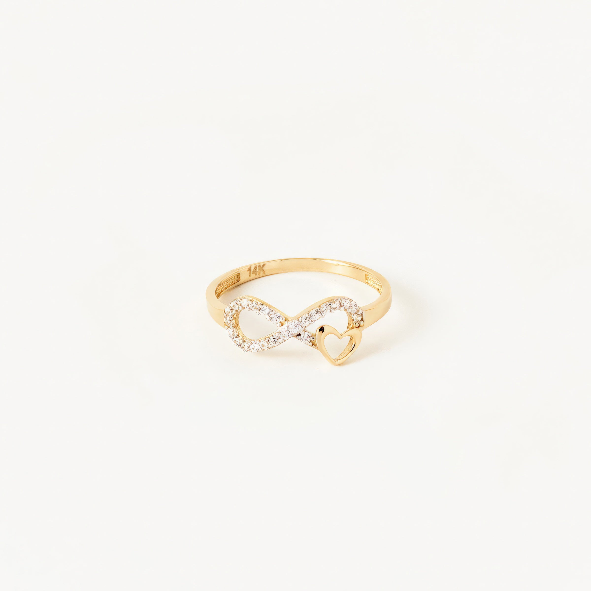 CZ-Encrusted Infinity 14K Gold Heart Ring