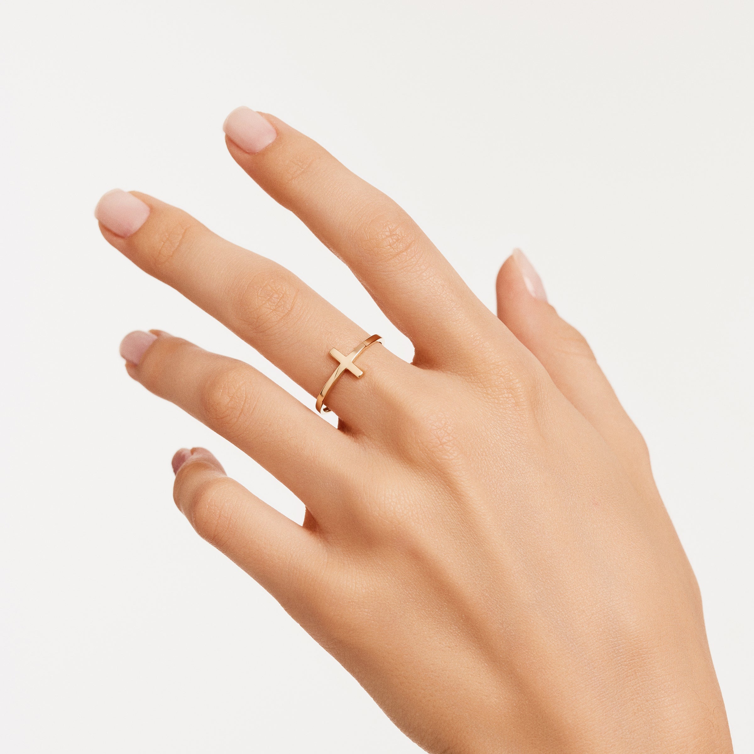 Minimalist Cross Ring in 14K Gold