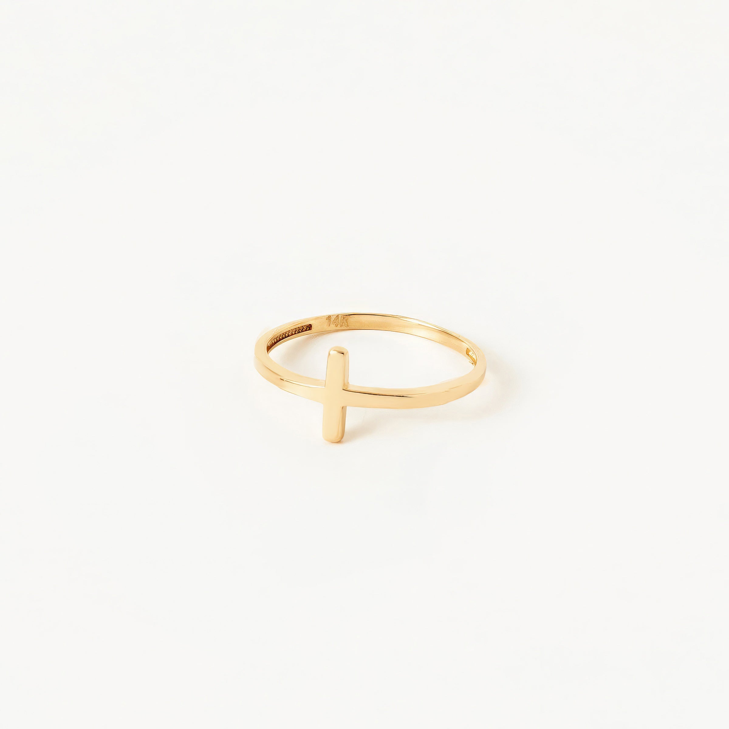 Minimalist Cross Ring in 14K Gold