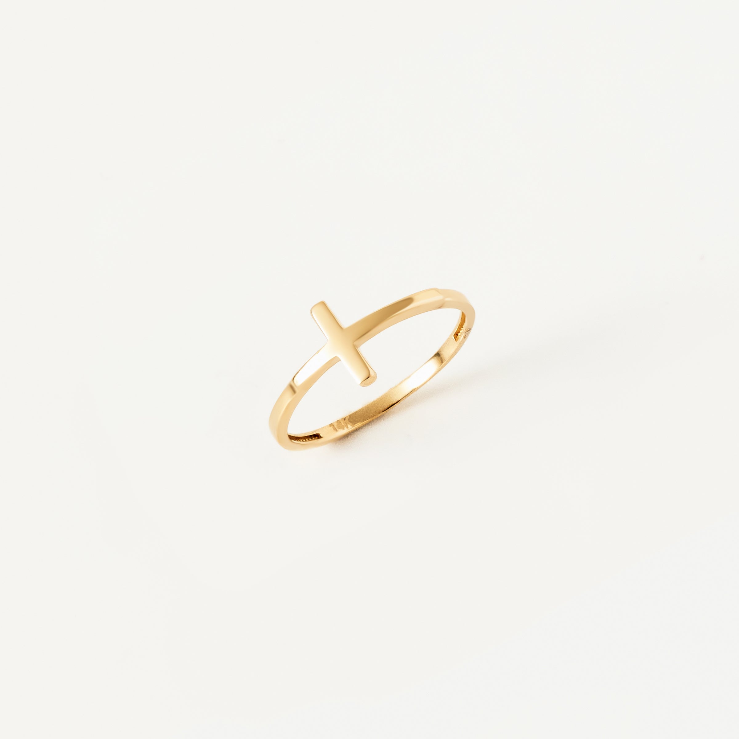 Minimalist Cross Ring in 14K Gold