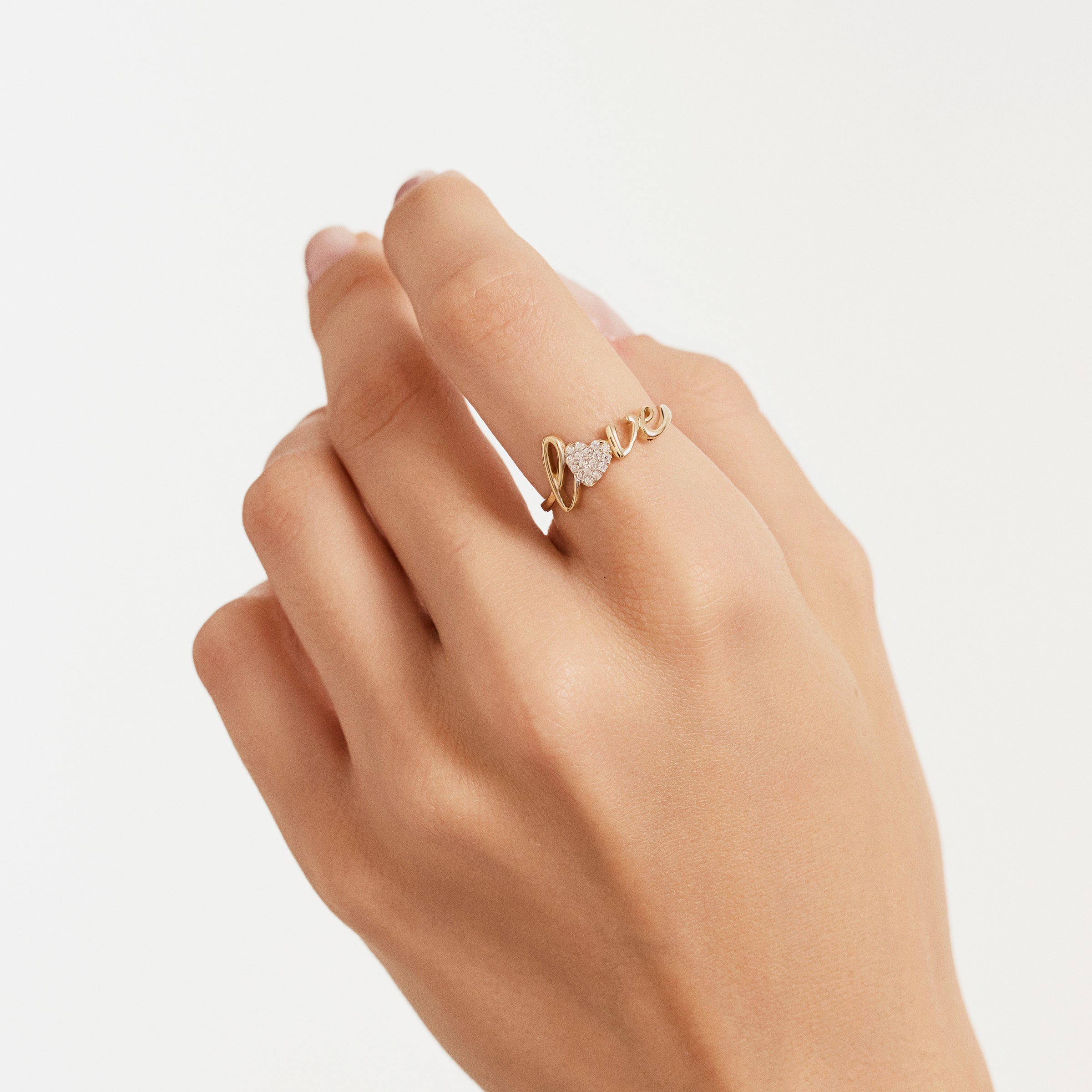 Heart-Shaped CZ Love Ring in 14K Gold