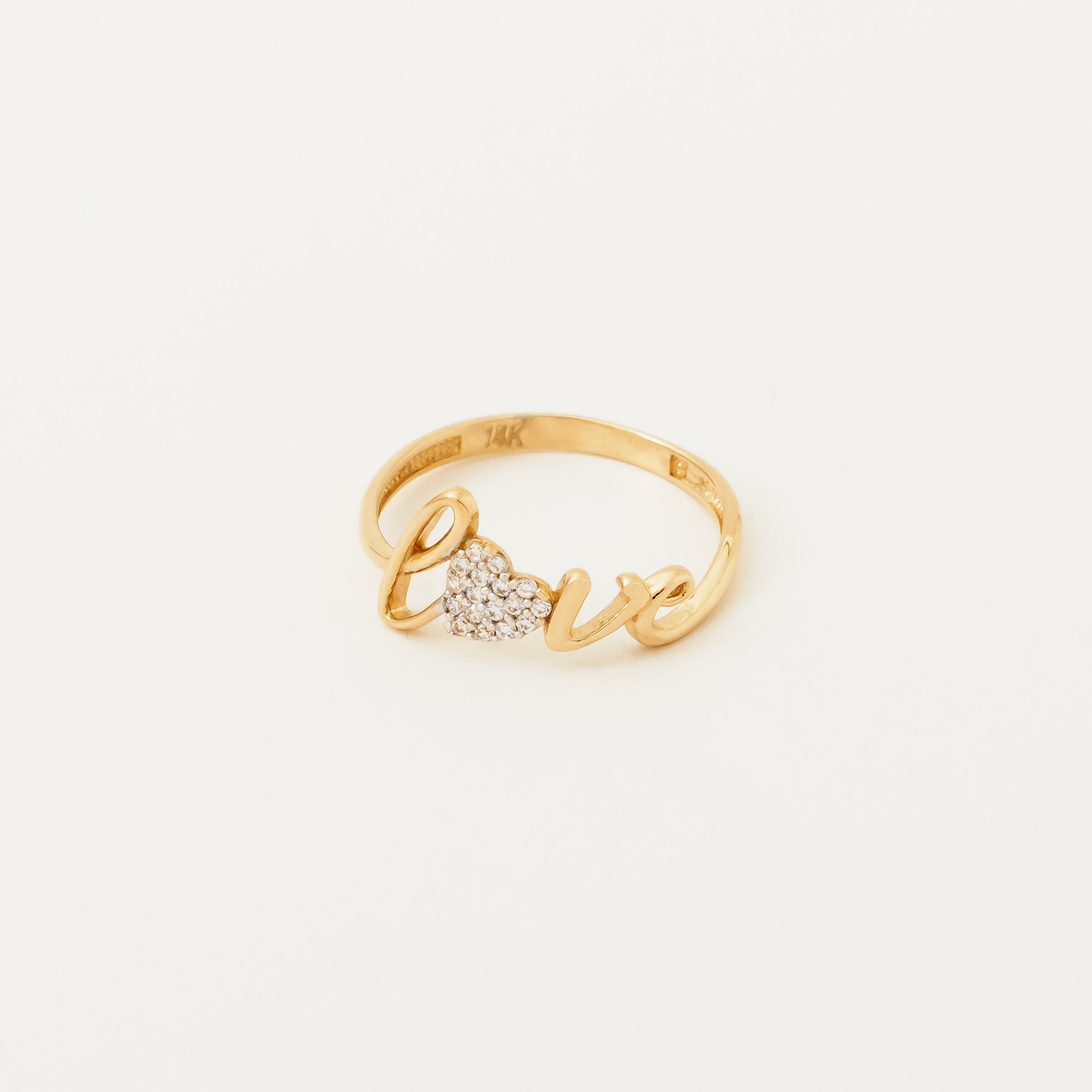 Heart-Shaped CZ Love Ring in 14K Gold