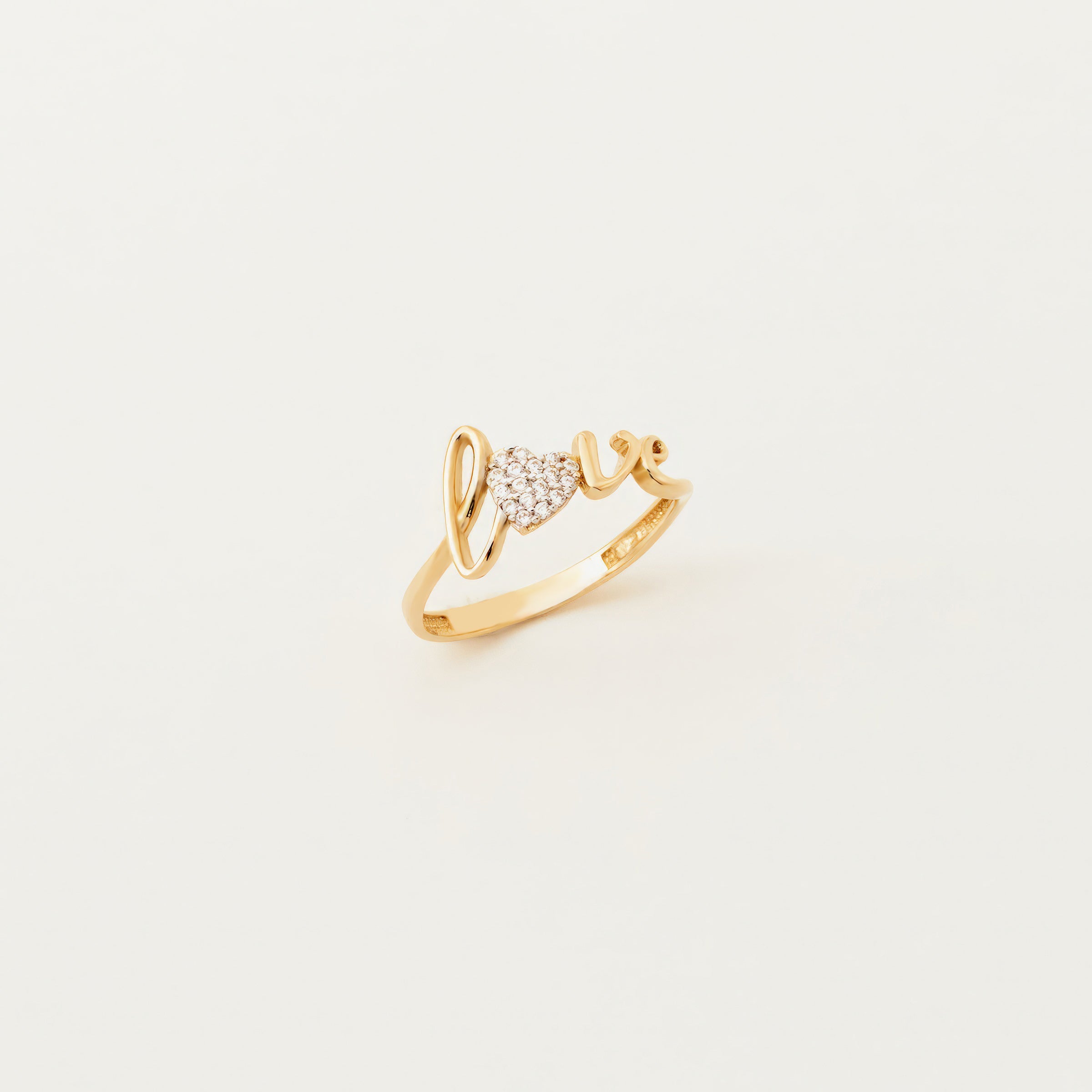 Heart-Shaped CZ Love Ring in 14K Gold