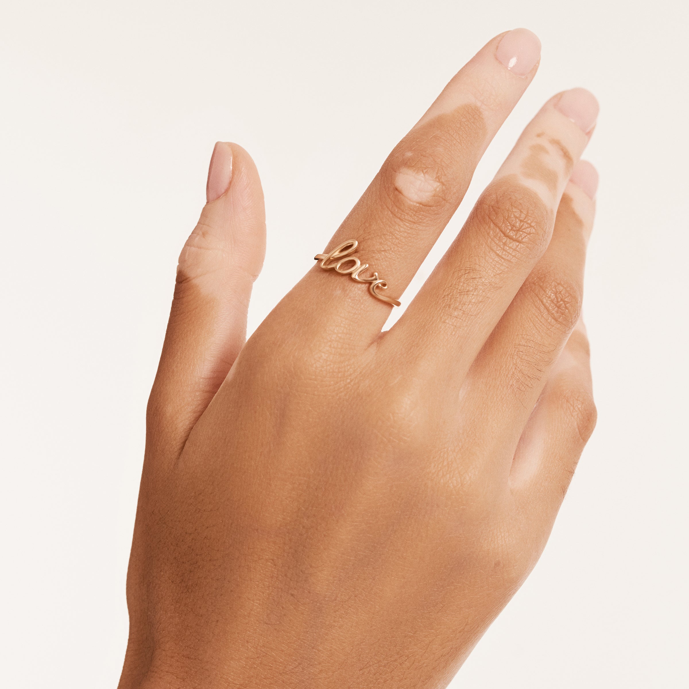 Romantic Script Love 14K Gold Ring