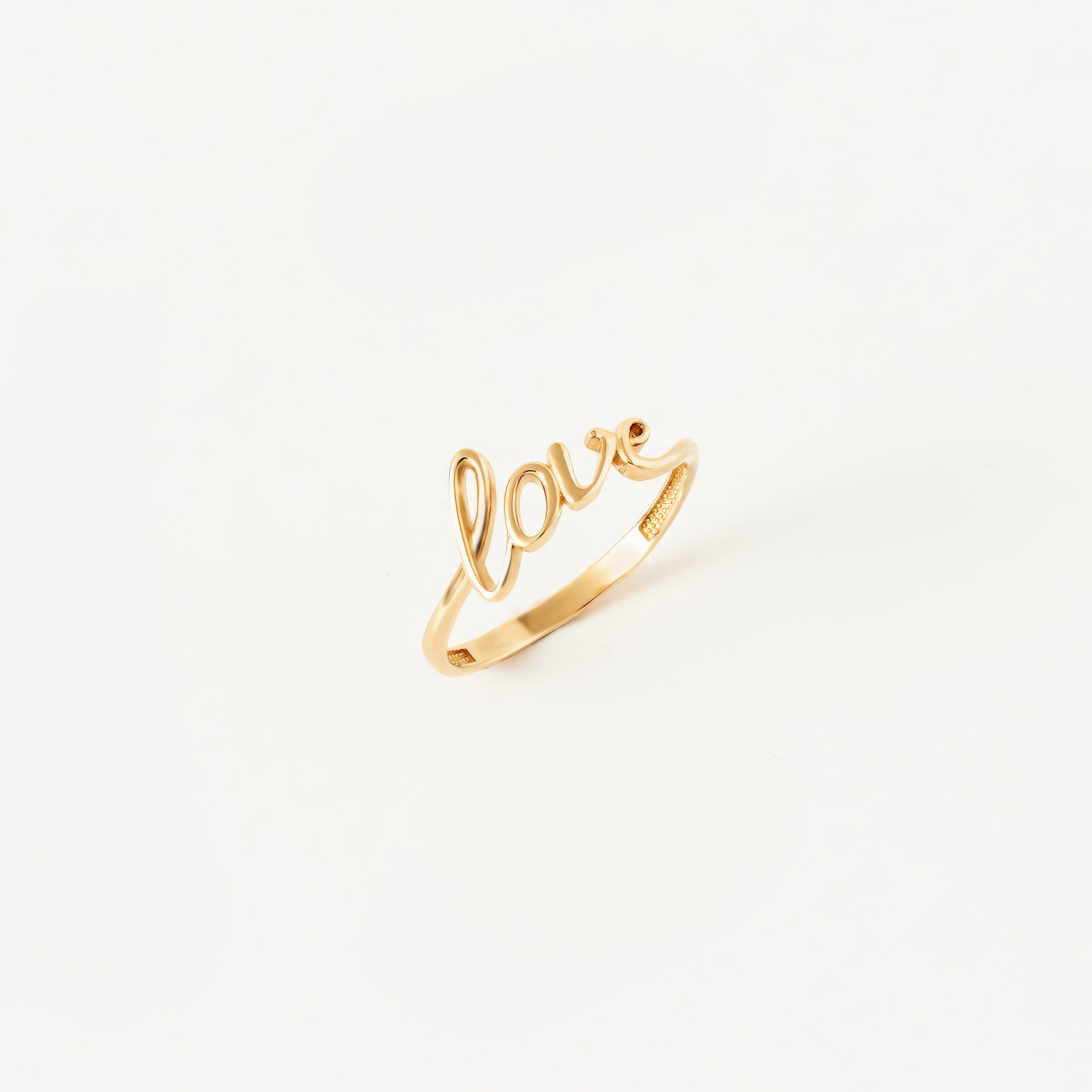 Romantic Script Love 14K Gold Ring