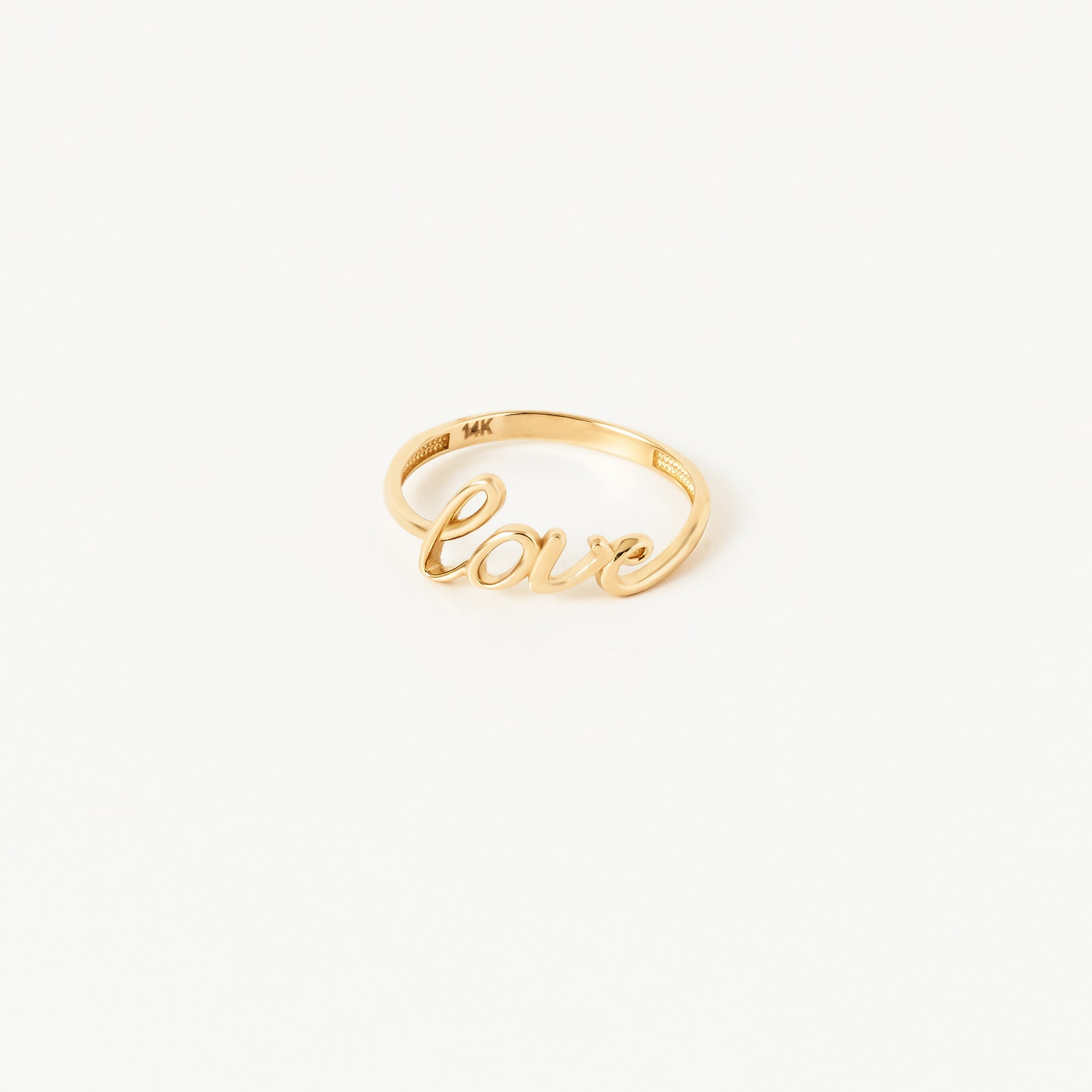 Romantic Script Love 14K Gold Ring