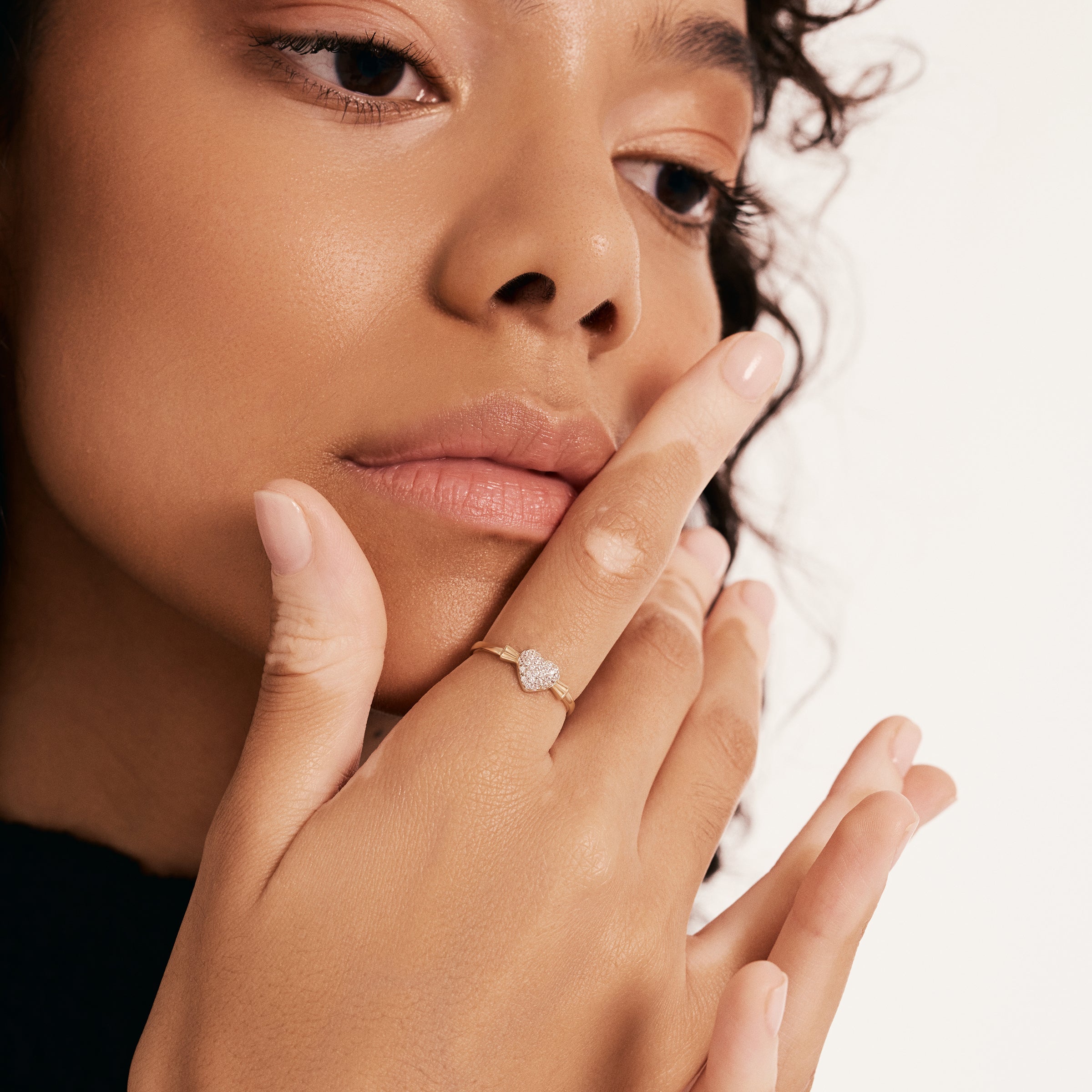 Heart-Shaped CZ Cluster Ring in 14K Gold