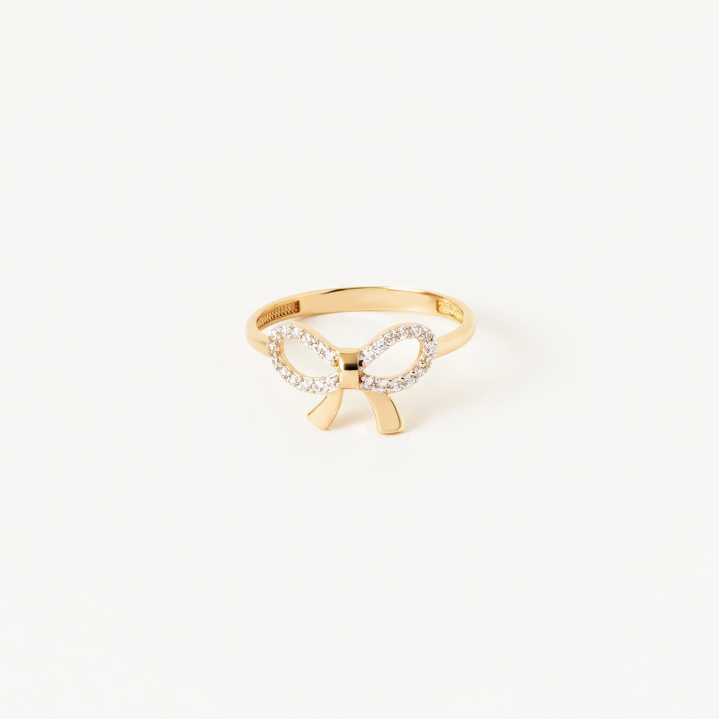 CZ Ribbon 14K Gold Ring