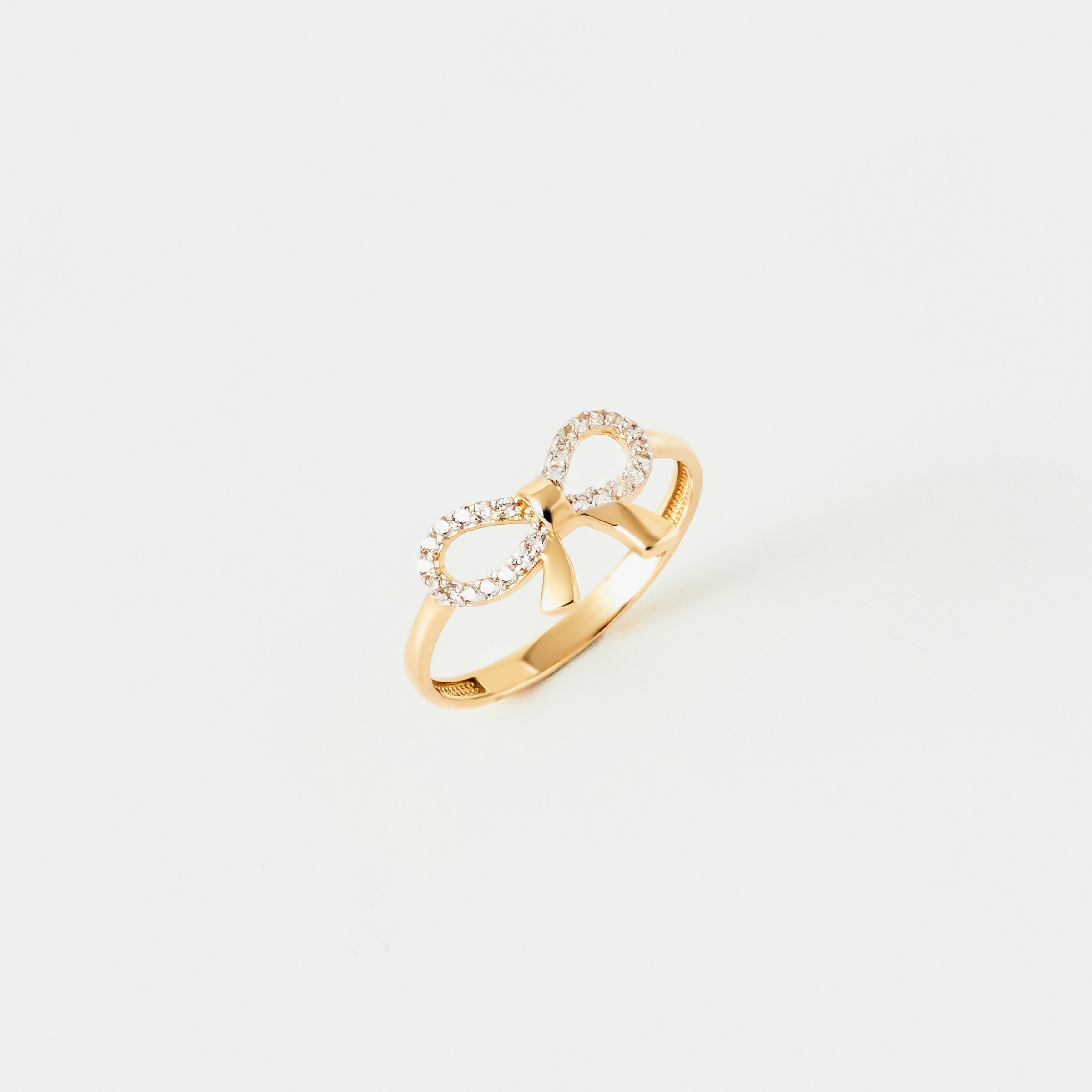 CZ Ribbon 14K Gold Ring