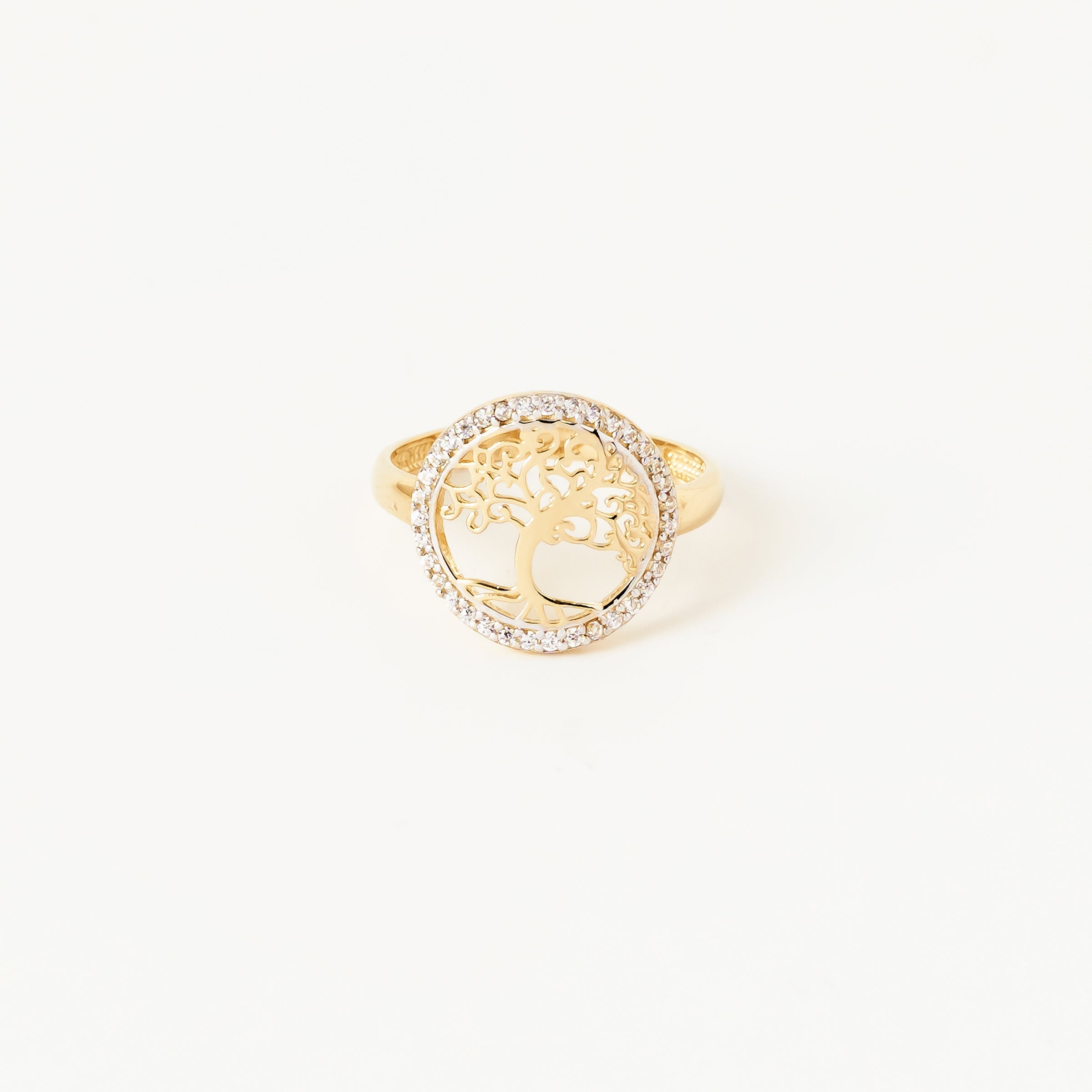 Tree of Life CZ-Encrusted 14K Gold Ring