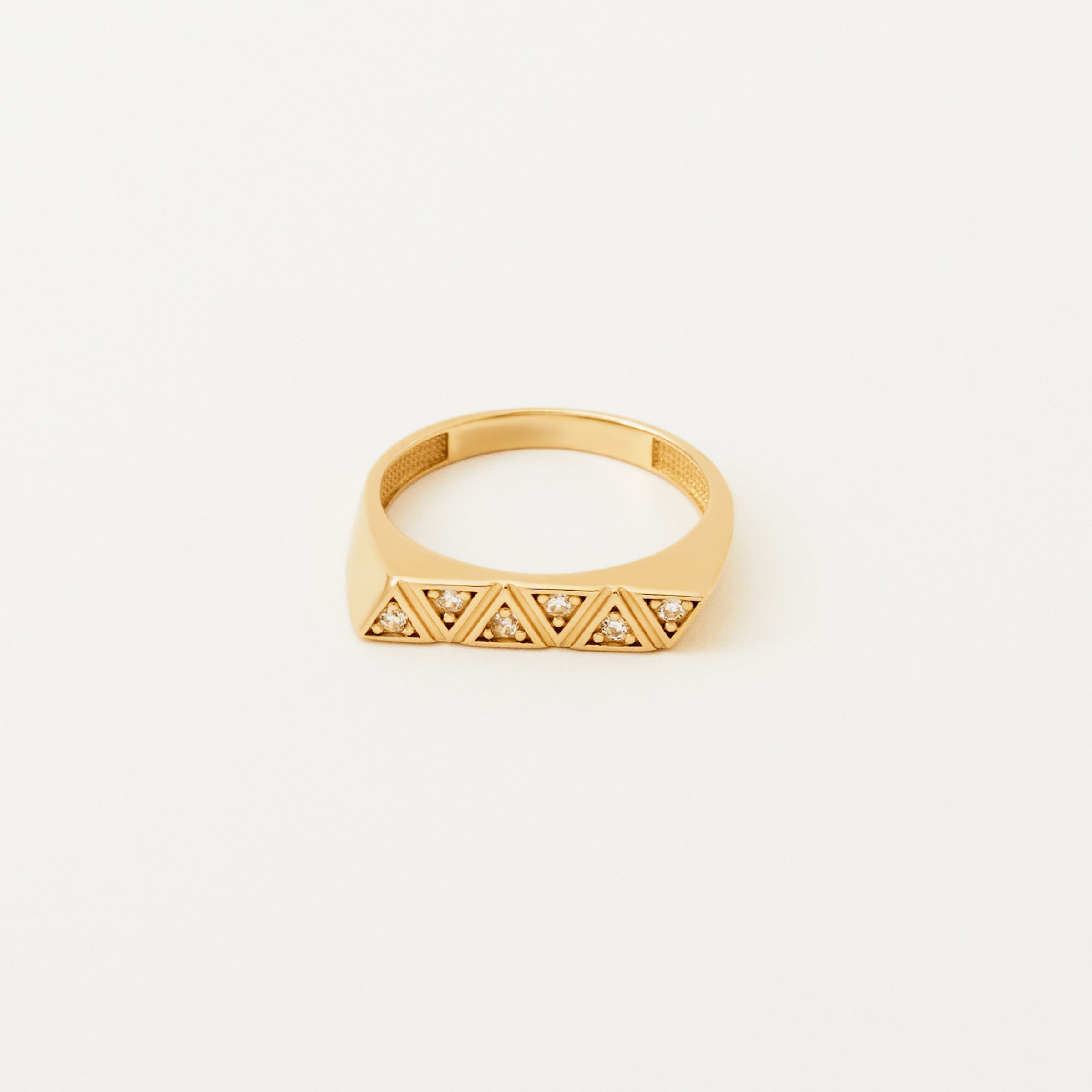 Triangle CZ Ring in 14K Gold