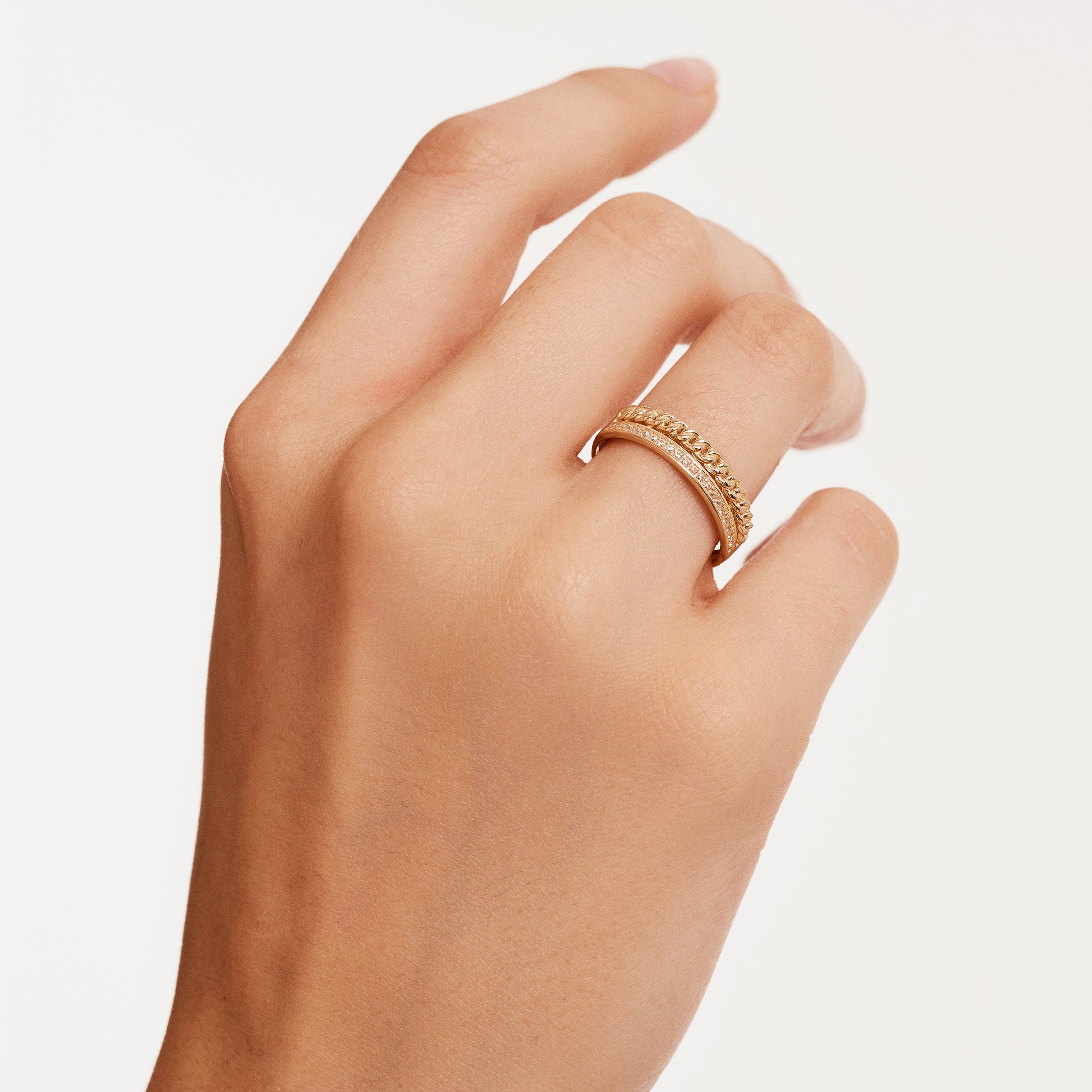 Braided CZ Ring in 14K Gold