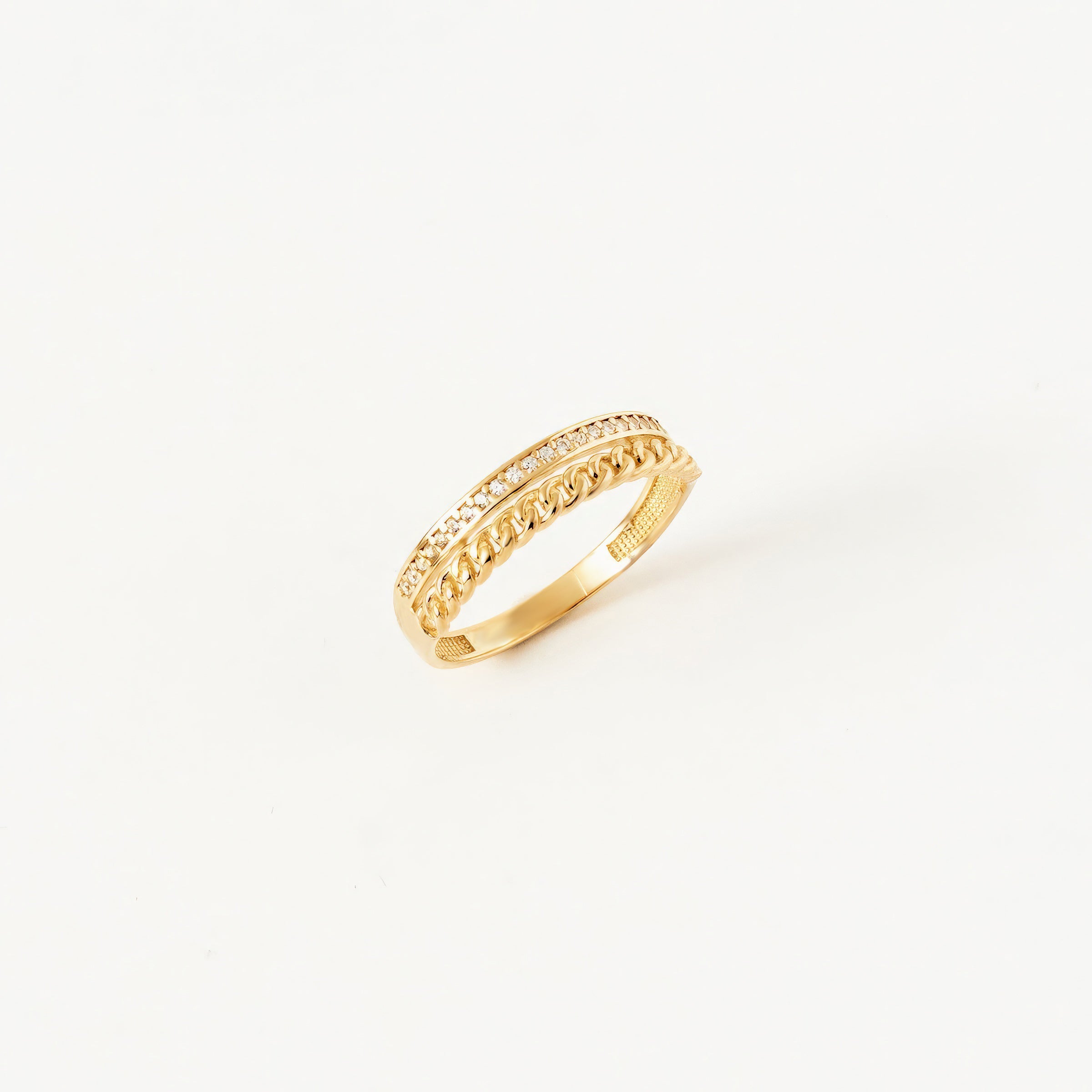 Braided CZ Ring in 14K Gold