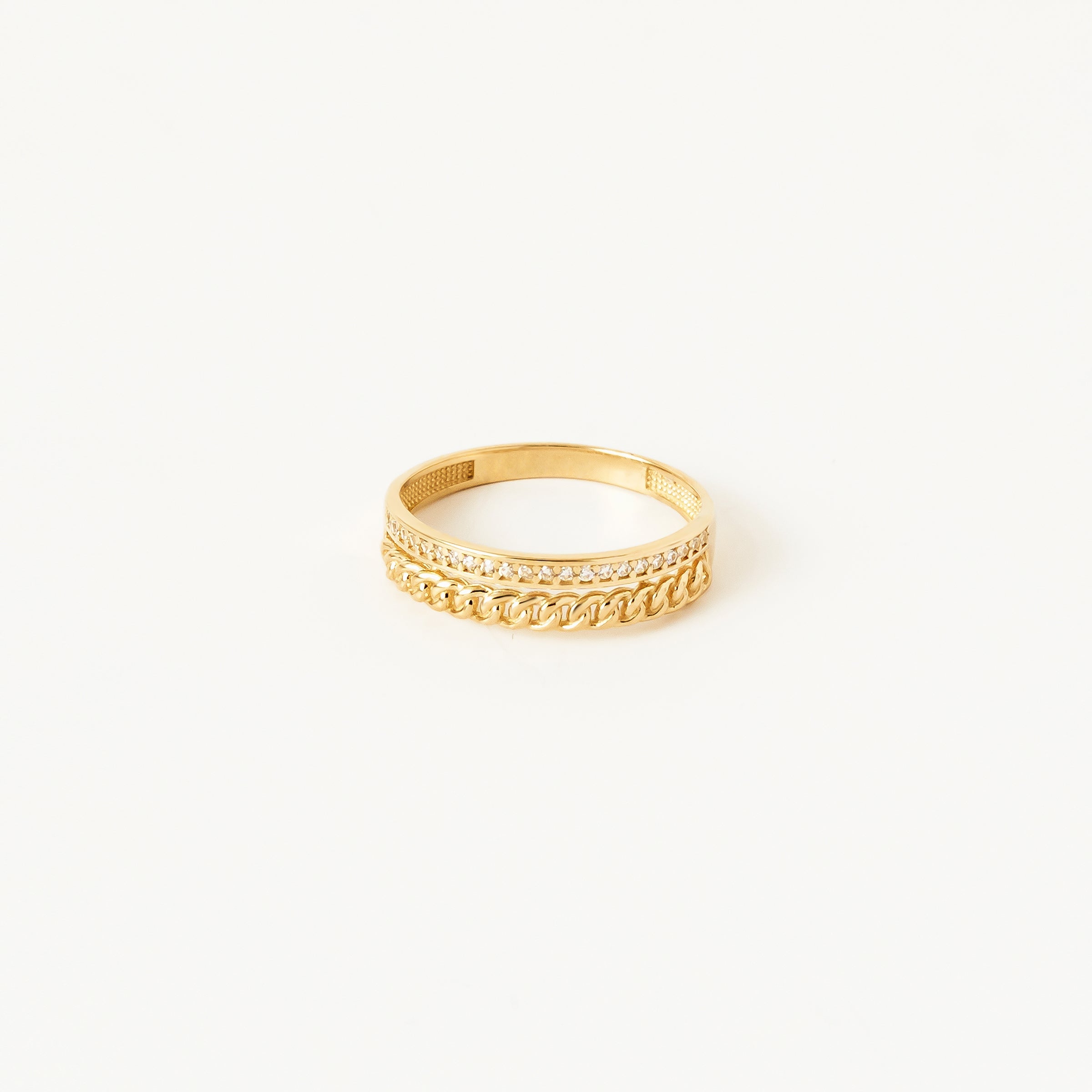 Braided CZ Ring in 14K Gold