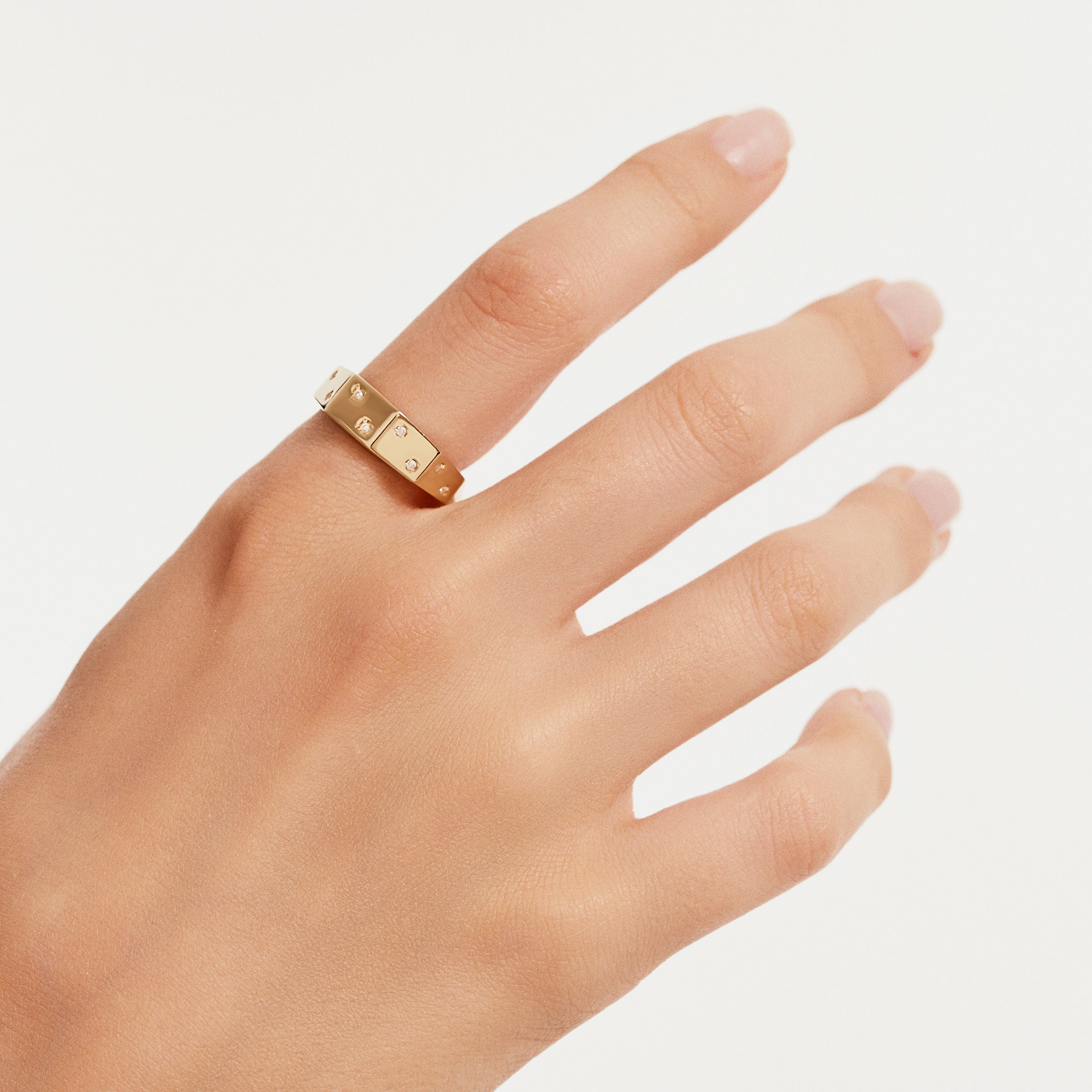 CZ-Studded Band Ring in 14K Gold