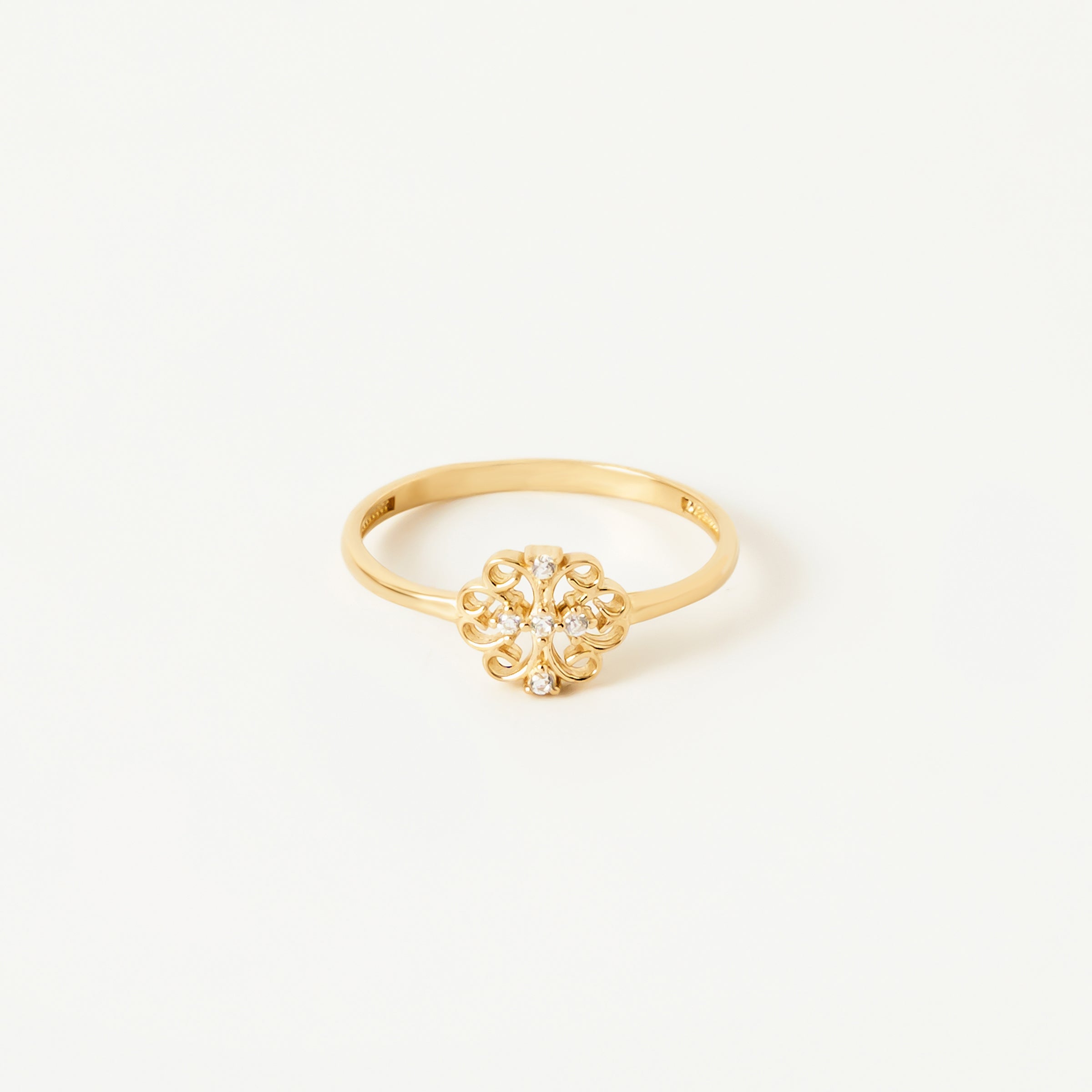 Floral CZ Ring in 14K Gold