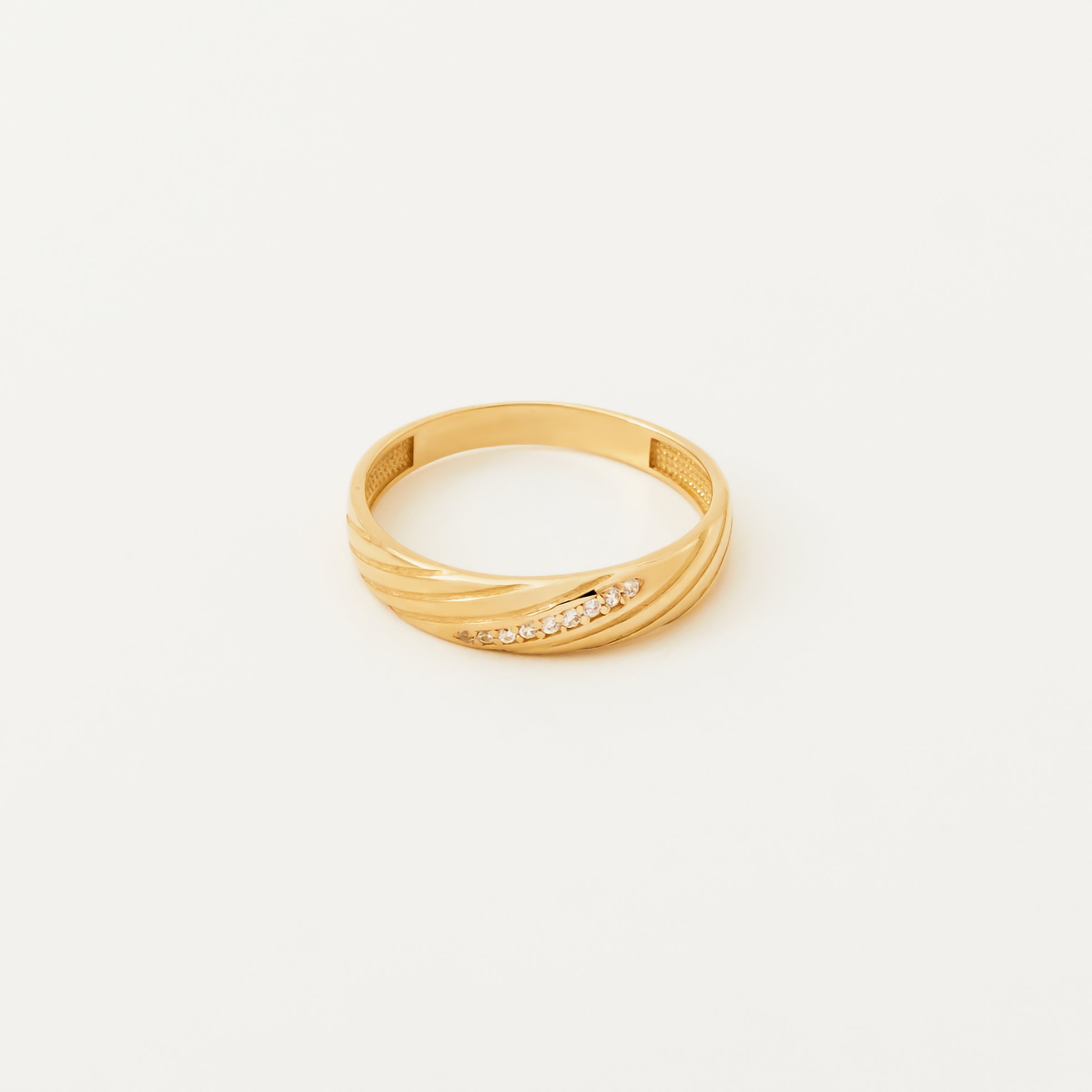 CZ Rope Band Ring in 14K Gold